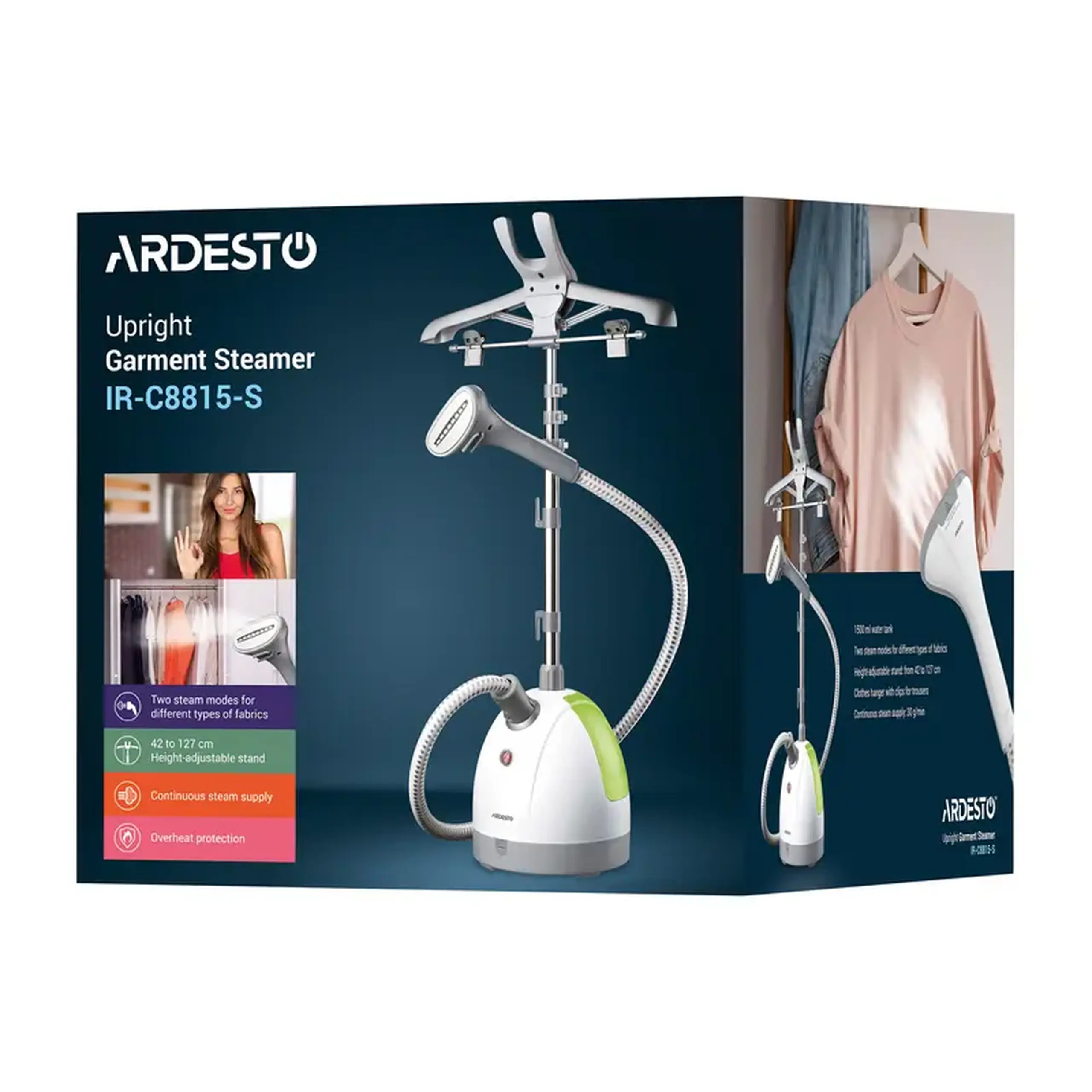 Aparat de călcat cu aburi staționar Ardesto IR-C8815-S, Alb