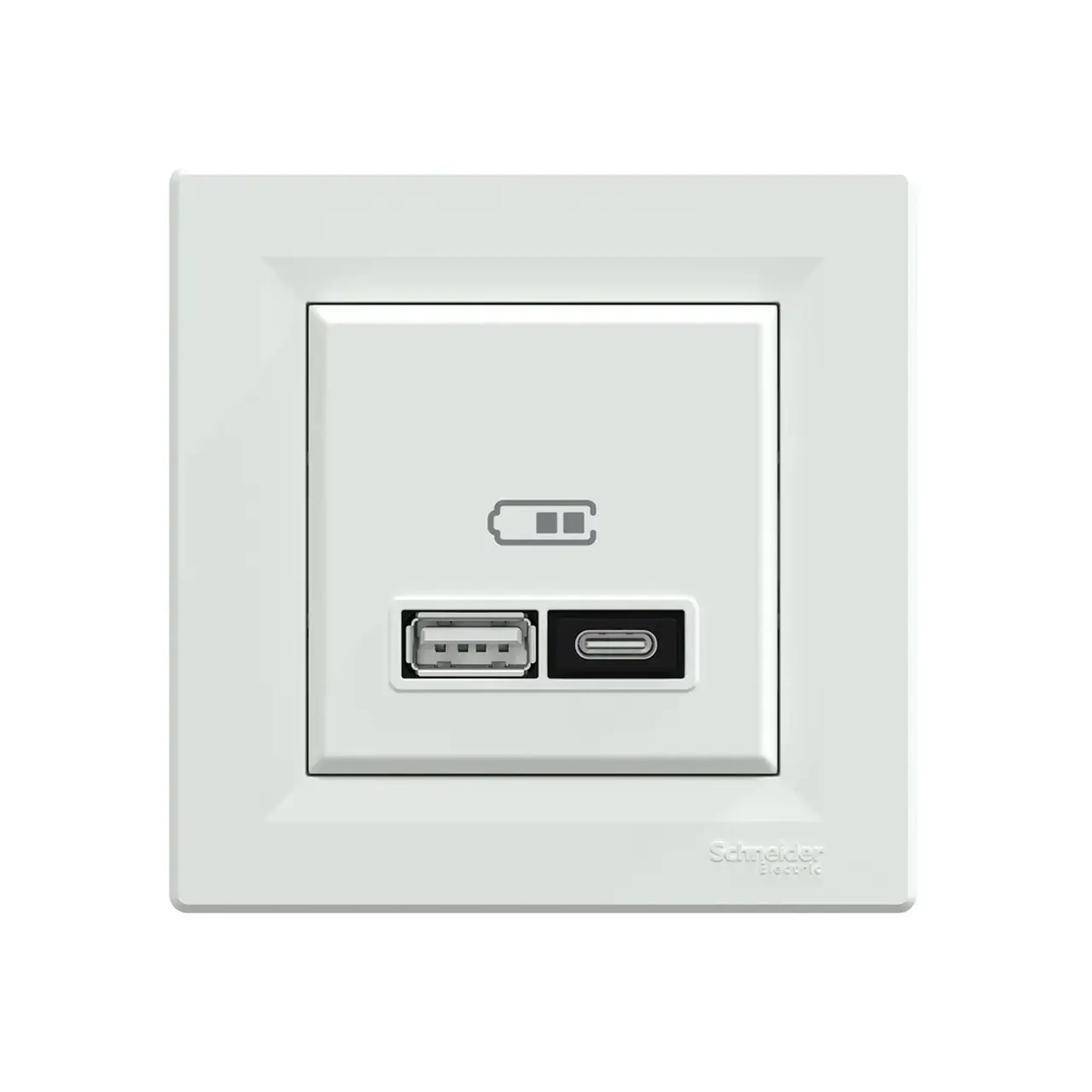 Priză dublă USB A + Type C ASFORA 3 A 220 - 240 V alb Schneider-Electric