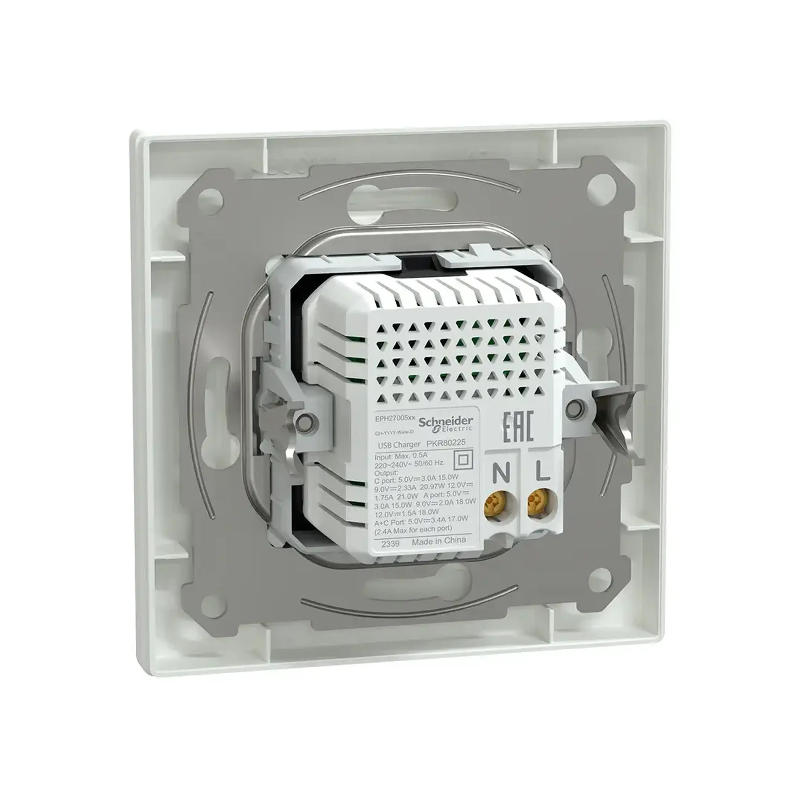 Priză dublă USB A + Type C ASFORA 3 A 220 - 240 V alb Schneider-Electric