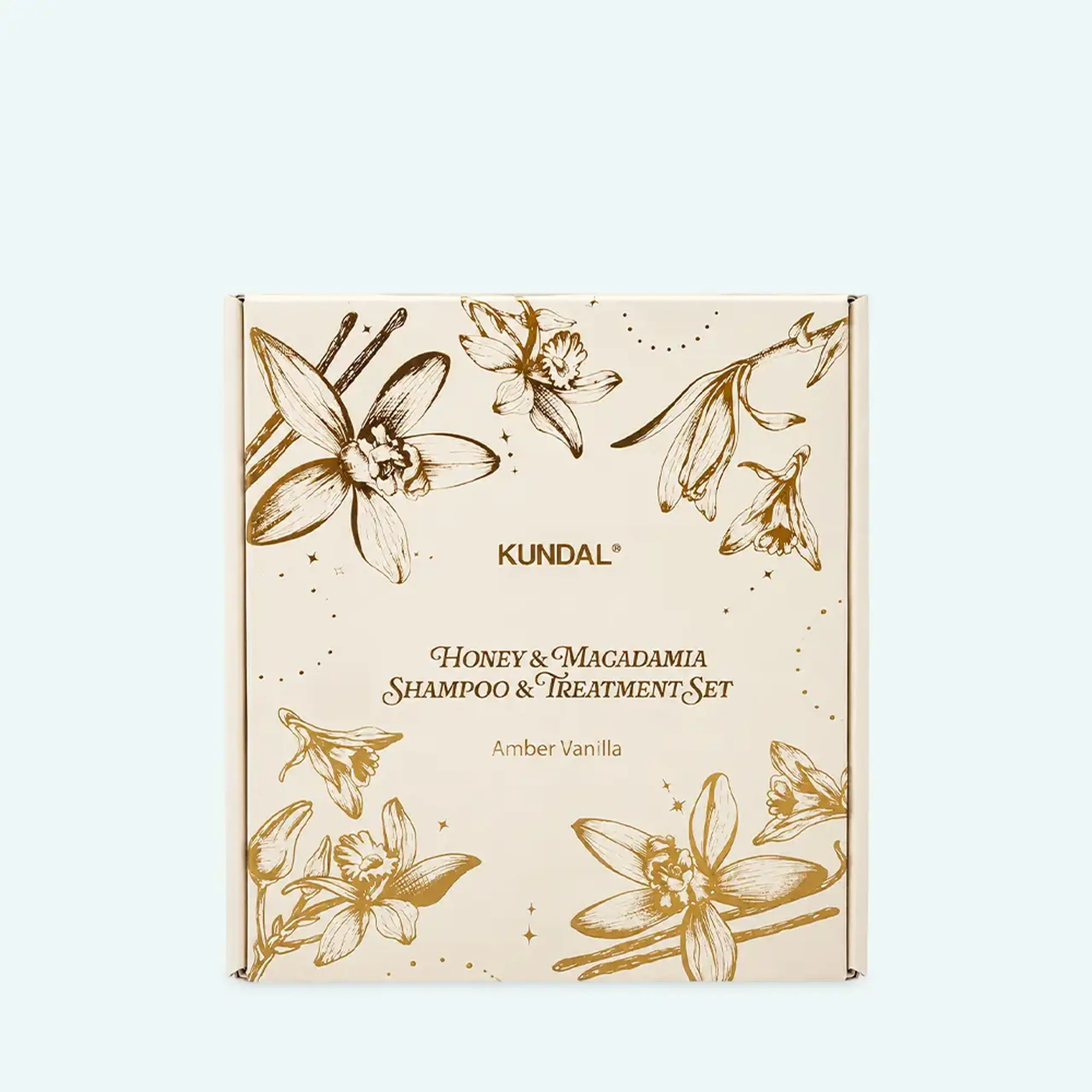 Kundal AMBER VANILLA EDITION HONEY &amp; MACADAMIA SHAMPOO + TREATMENT SET 300+300ml