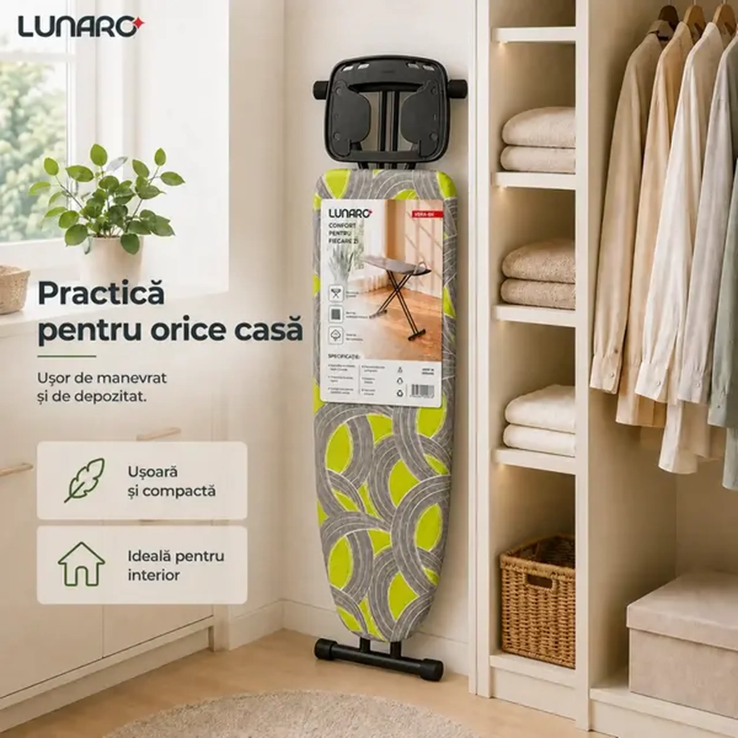 Masă De Călcat Lunaro VERA-BK, Metal