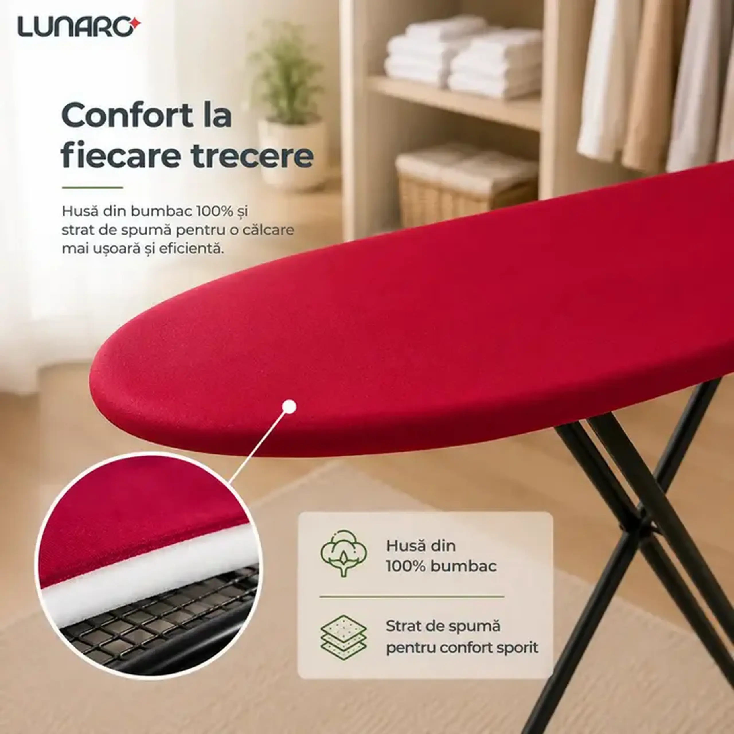 Masă De Călcat Lunaro NEO-BK, Metal