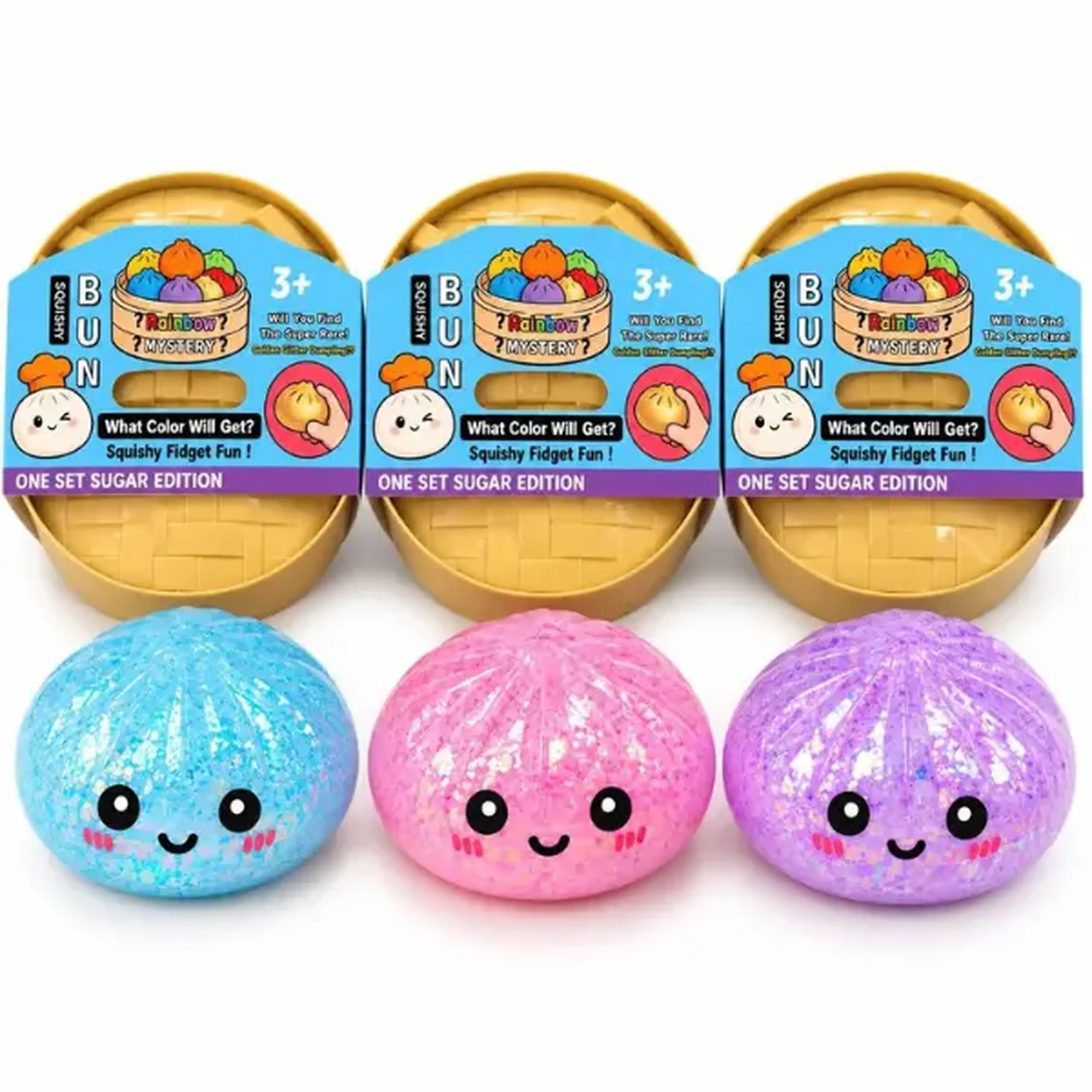 Jucărie antistres Squishy „Dumpling cu biluțe” Flippy Sugar Edition, 16×16 cm