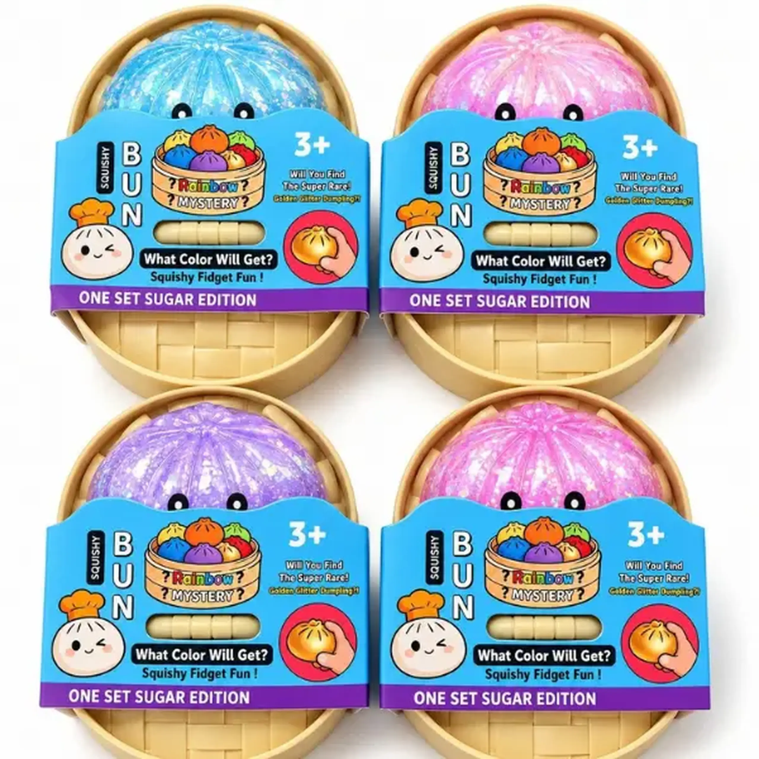 Jucărie antistres Squishy „Dumpling cu biluțe” Flippy Sugar Edition, 16×16 cm