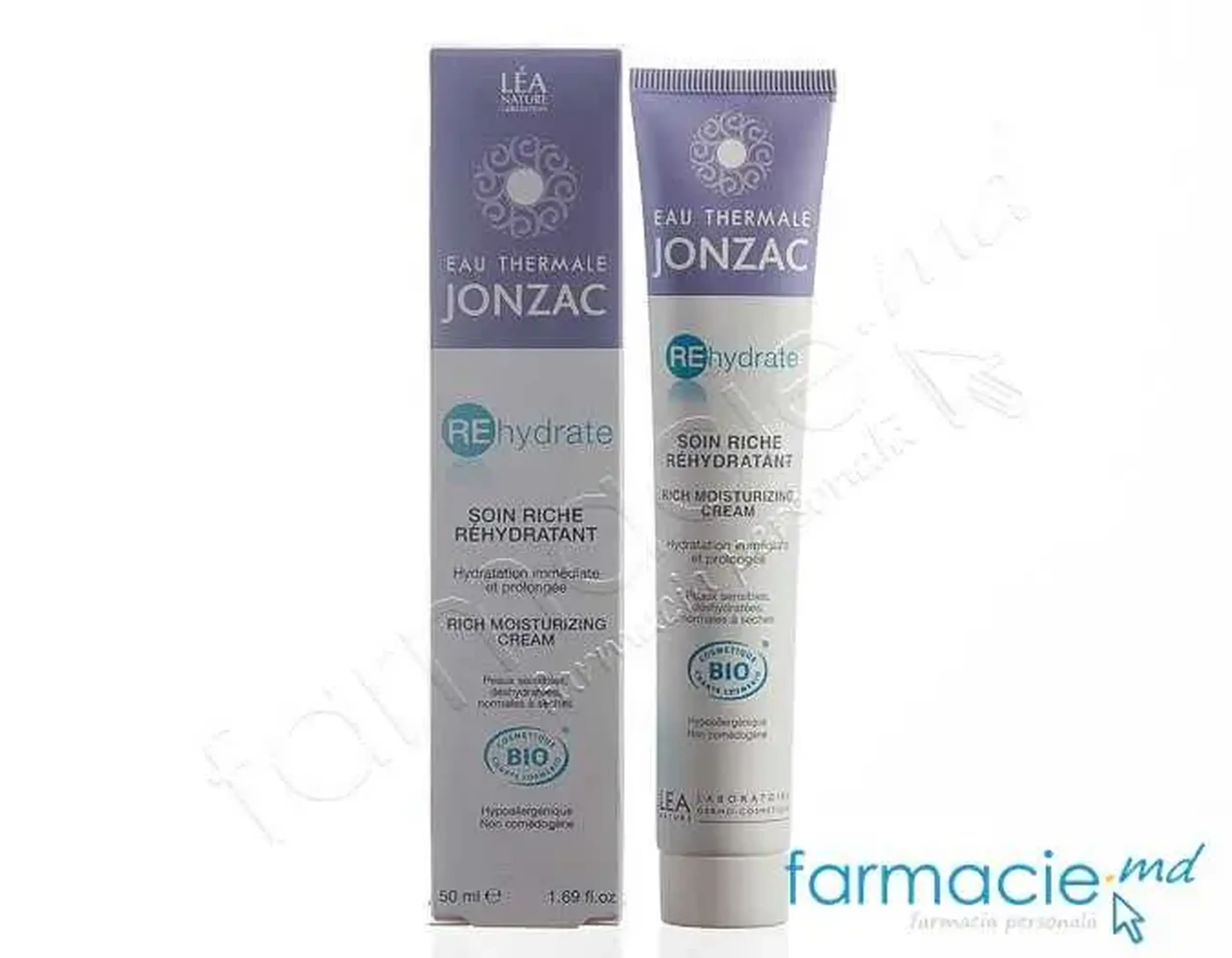 Jonzac Rehydrate Crema fata Rich Hidratanta BIO ten normal uscat 50ml