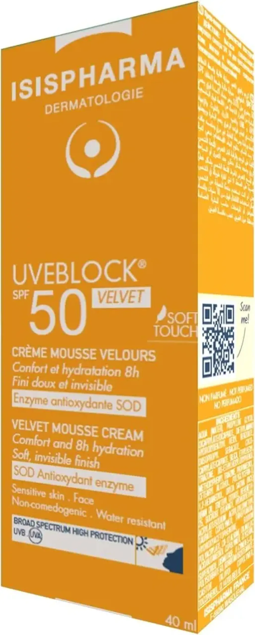 Uveblock SPF50 Velvet mousse crema 40ml Isispharma