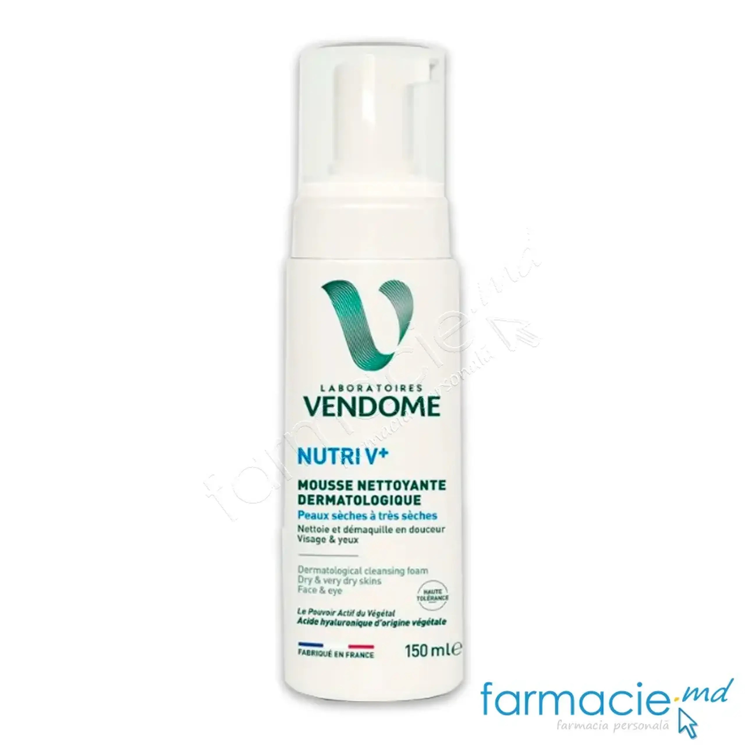 VENDOME NUTRI V+ Spuma dermatologica curatare fata, Acid Hialuronic 150ml