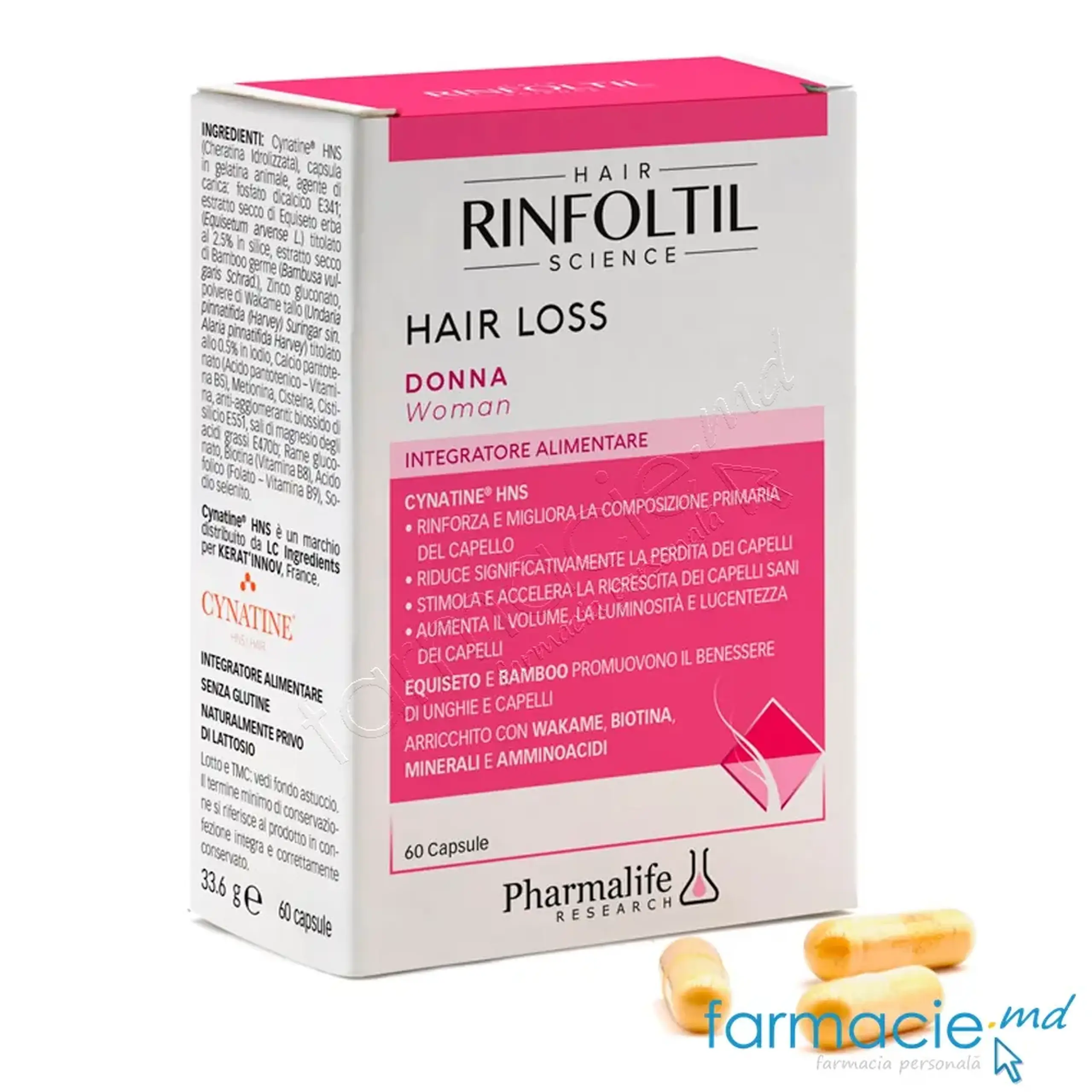 RINFOLTIL Hair Loss Woman anti-cadere caps. N60 Pharmalife