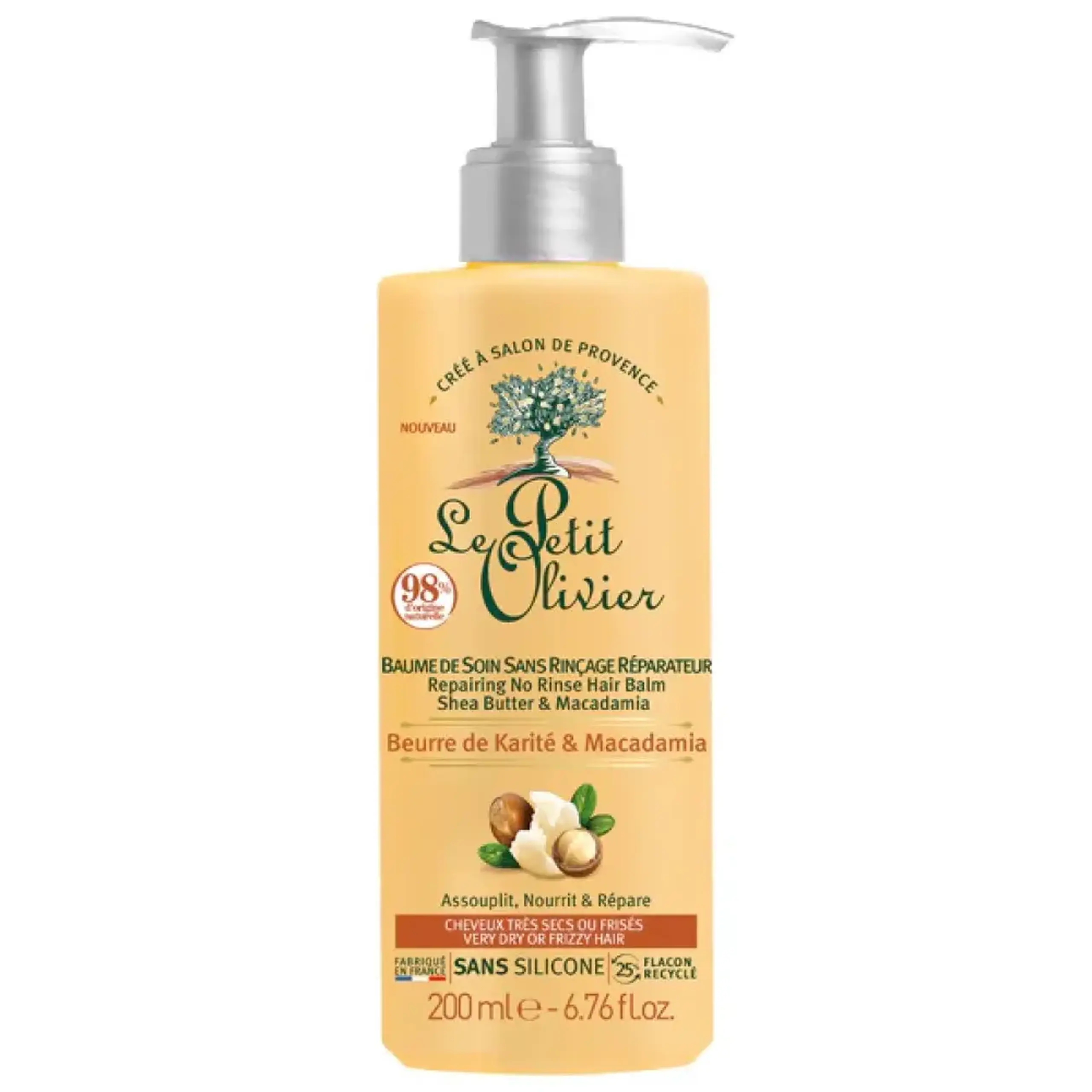 Le Petit Olivier Balsam Reparator par foarte uscat sau electrizat Karite&Macadamia 200ml (fara clatire)