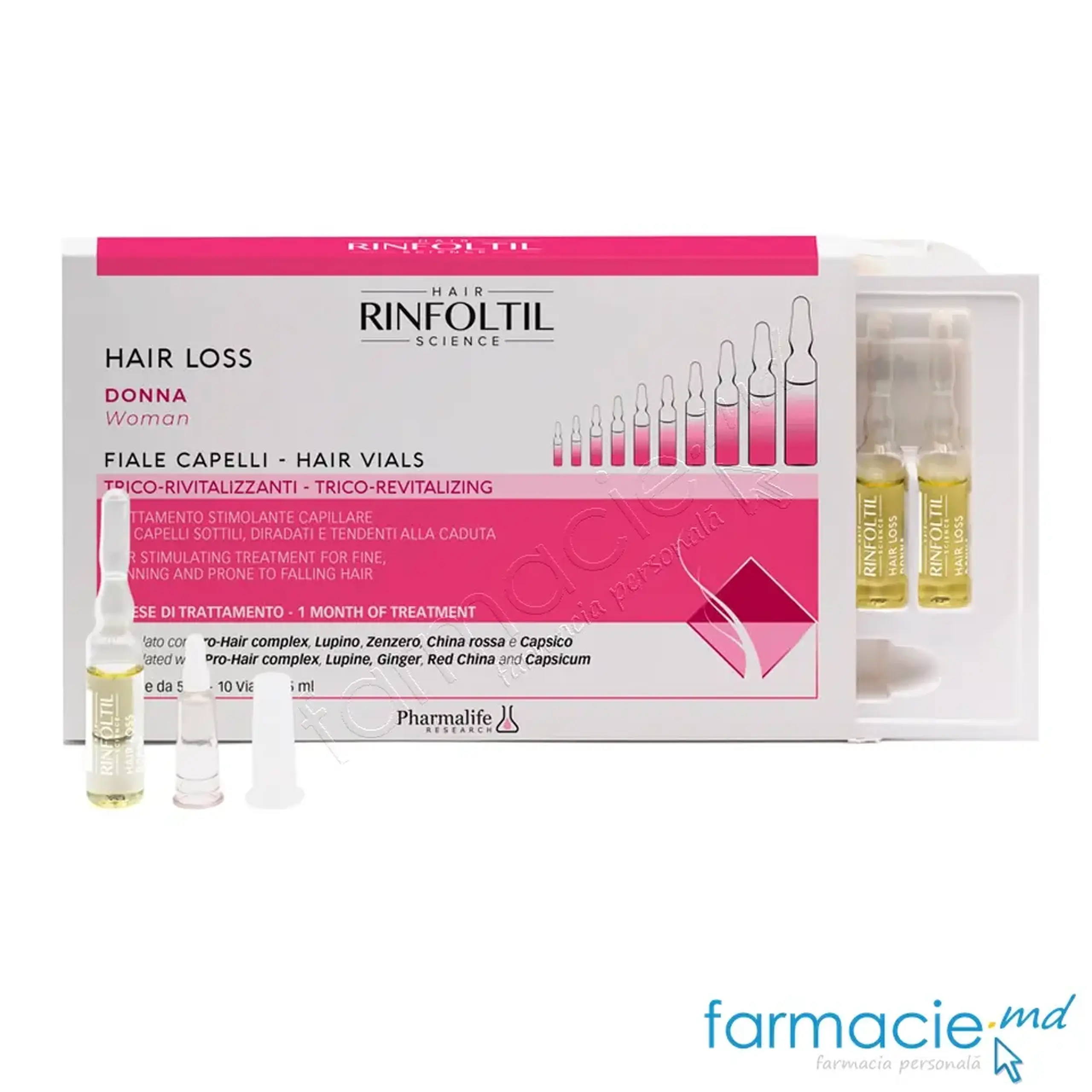 RINFOLTIL Hair Loss Woman fiole anti-cadere 5ml N10 Pharmalife