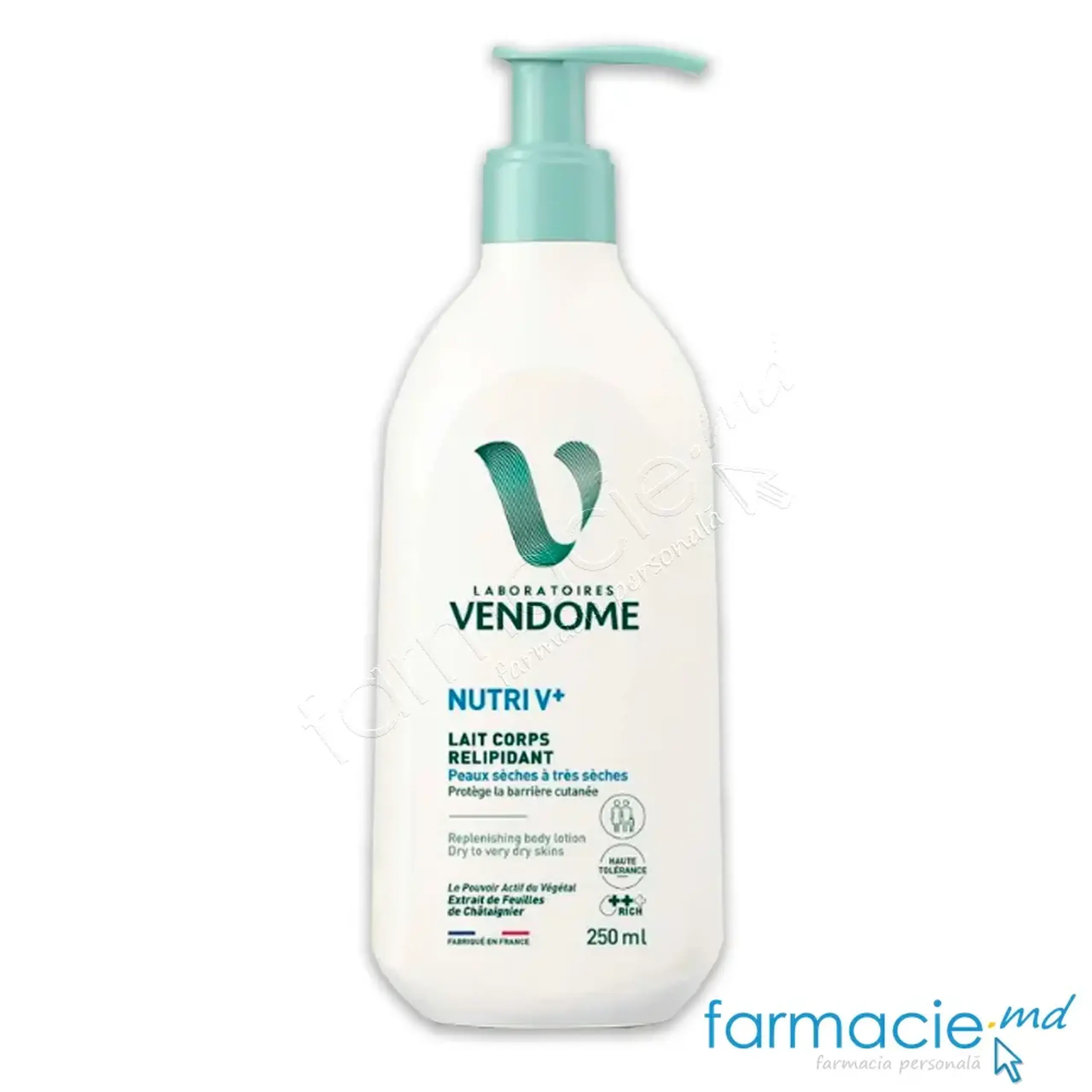 VENDOME NUTRI V+ Lapte corp Relipidiant (piele uscata si foarte uscata) Frunze Castan 250ml