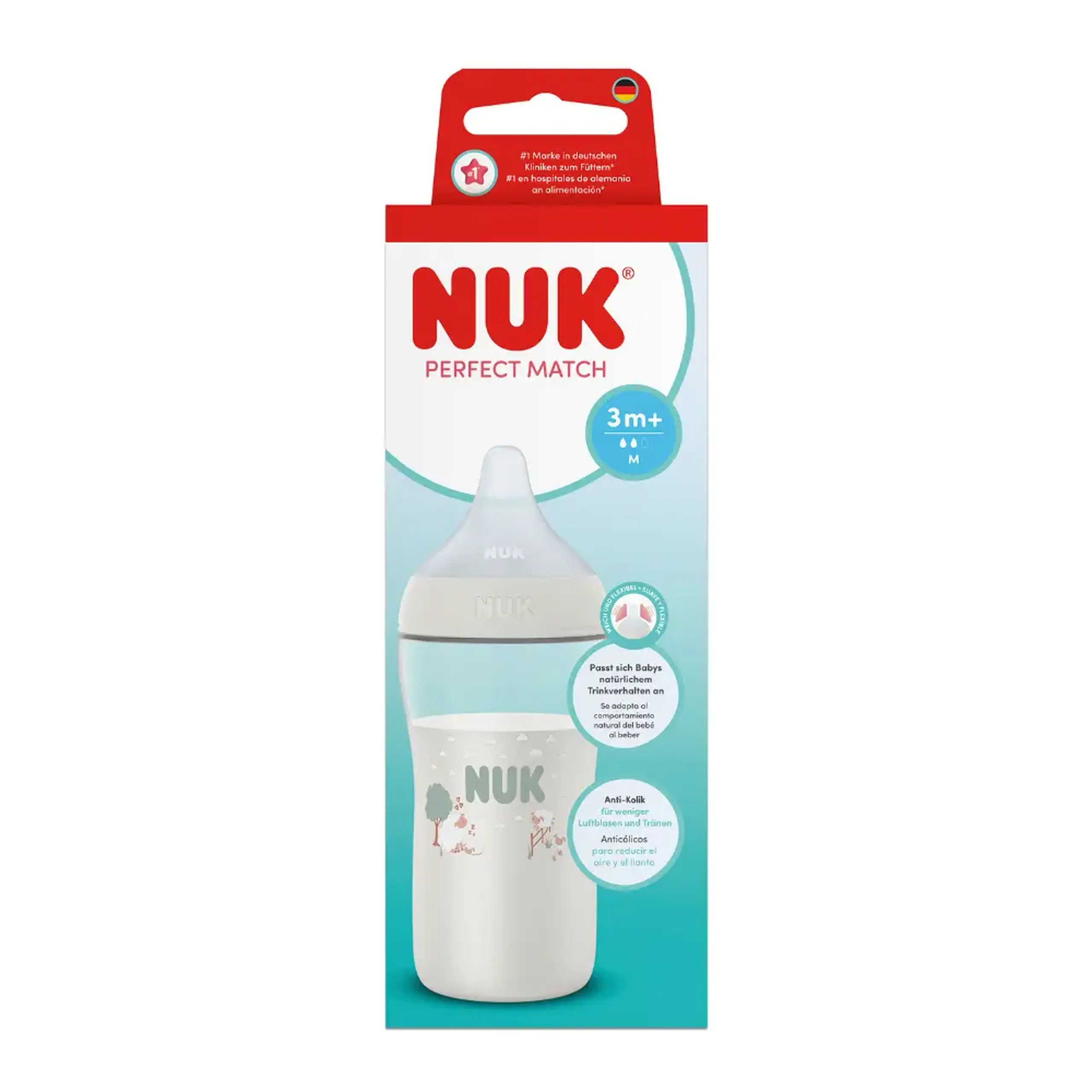 NUK Sticluta Perfect match plastic 260ml+tetina silicon (M) (3lluni)