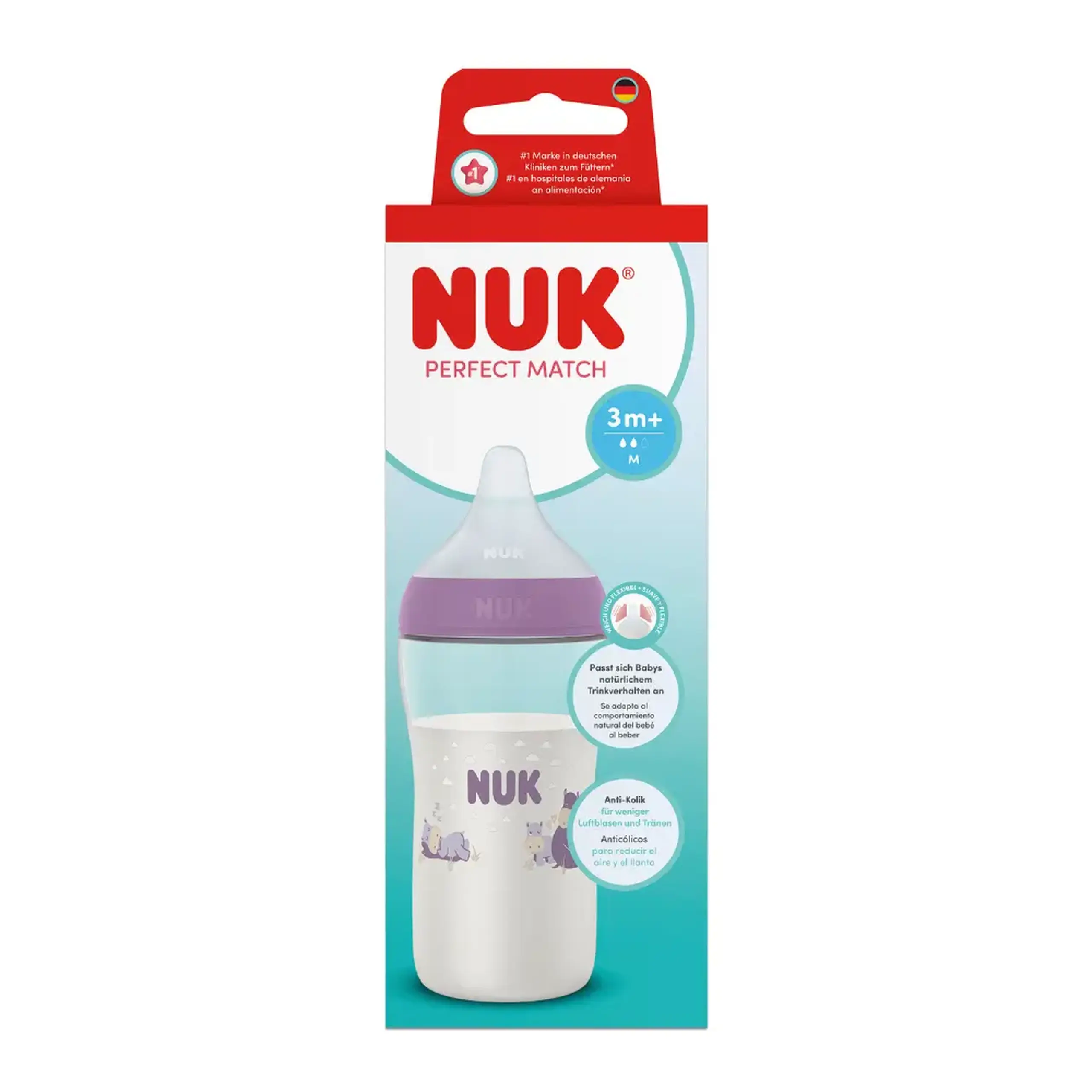 NUK Sticluta Perfect match plastic 260ml+tetina silicon (M) (3lluni)
