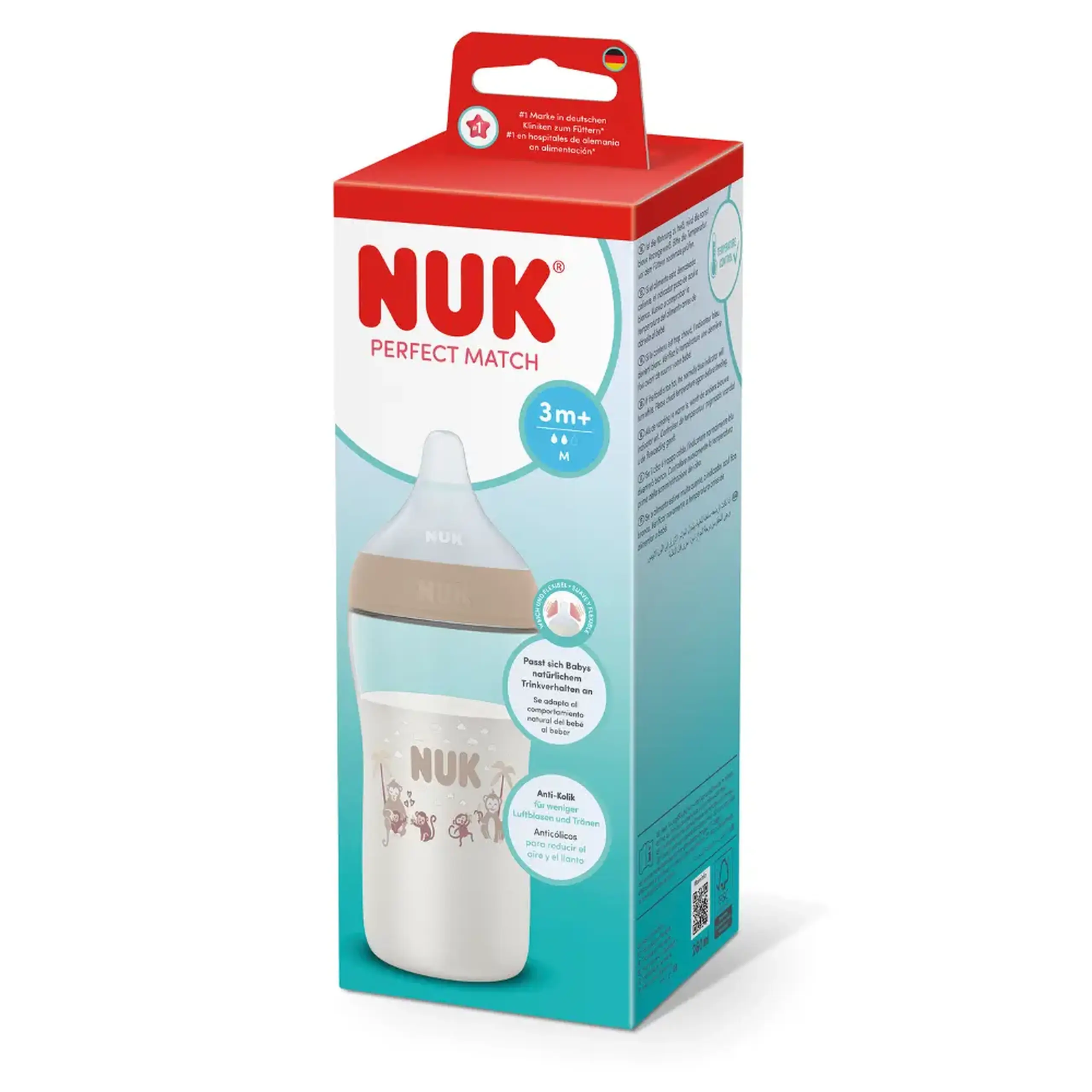 NUK Sticluta Perfect match plastic 260ml+tetina silicon (M) (3lluni)