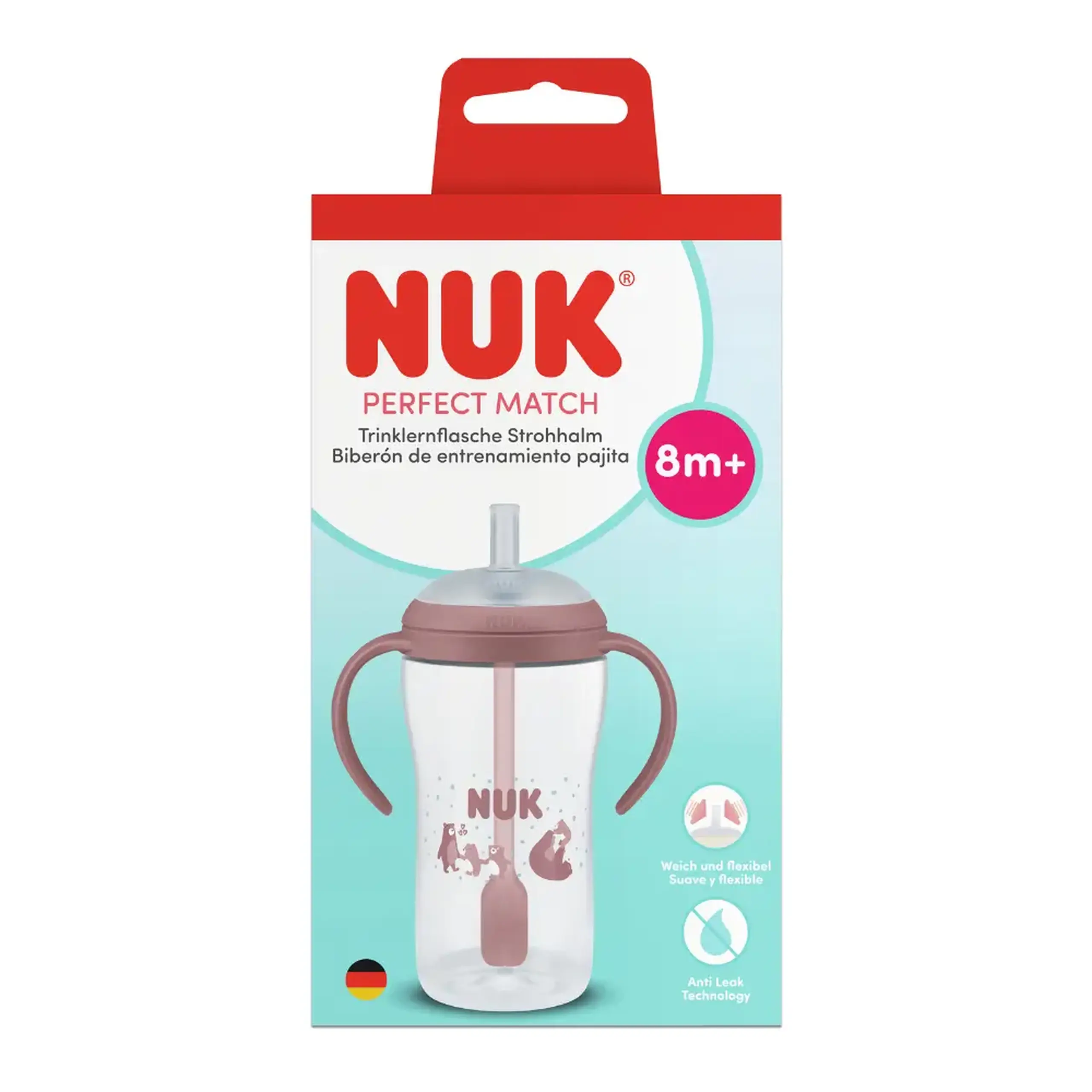 NUK Sticluta PM cu minere si pai 260ml (8+ luni)