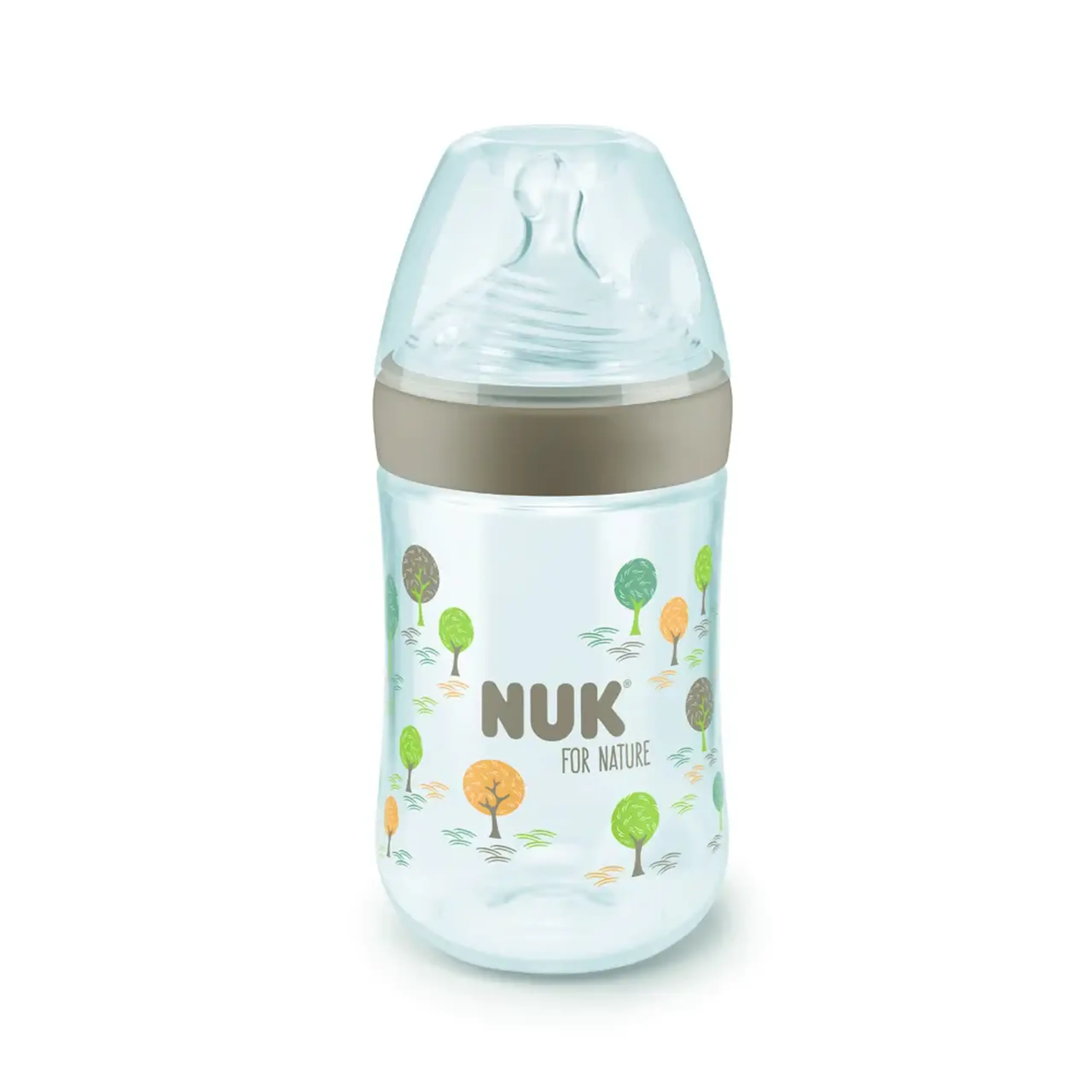 NUK Sticluta Nature plastic 260 ml+tetina silicon 0-6 luni (M)