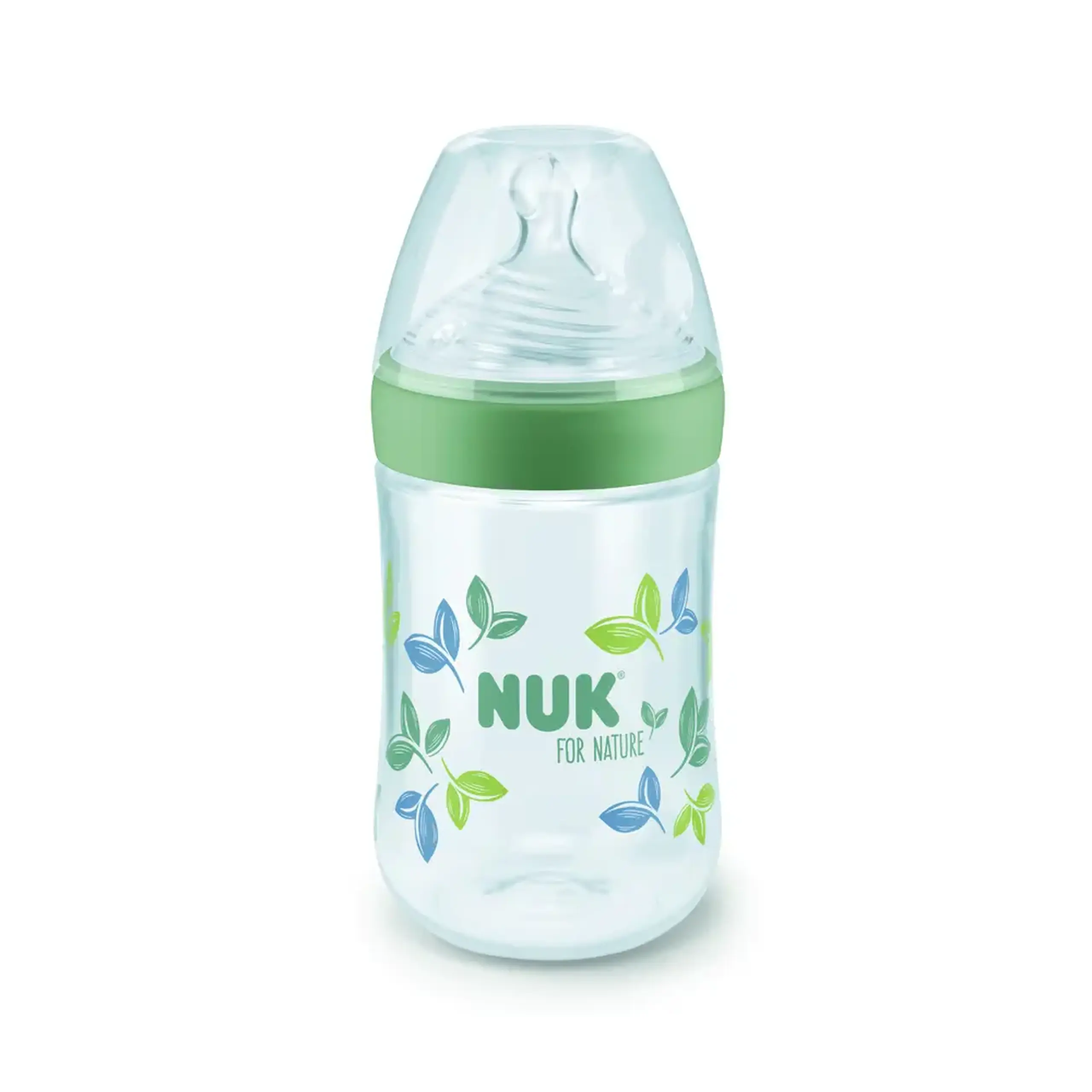 NUK Sticluta Nature plastic 260 ml+tetina silicon 0-6 luni (M)