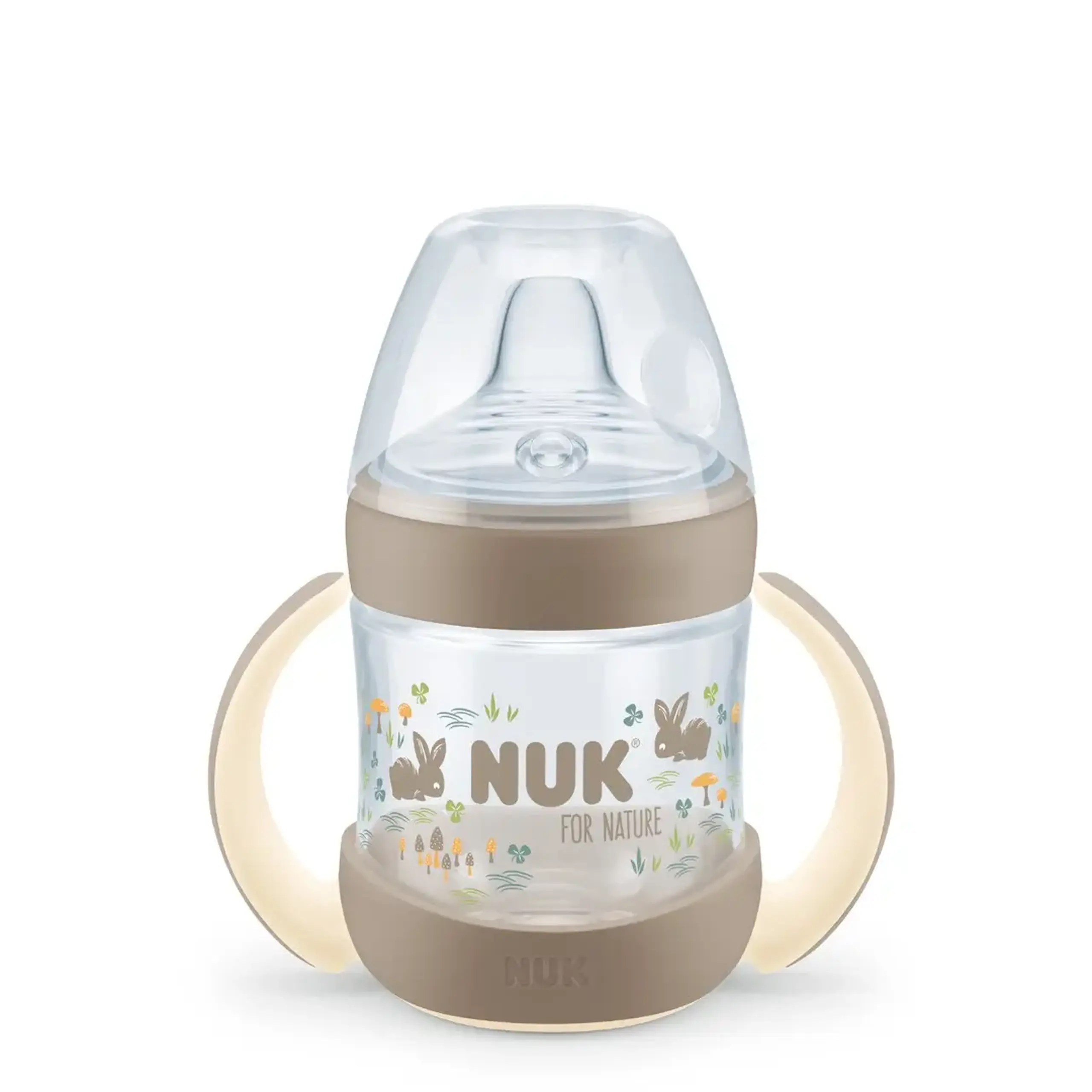 NUK Sticluta Nature plastic cu minere si adaptor 150ml 6+ luni
