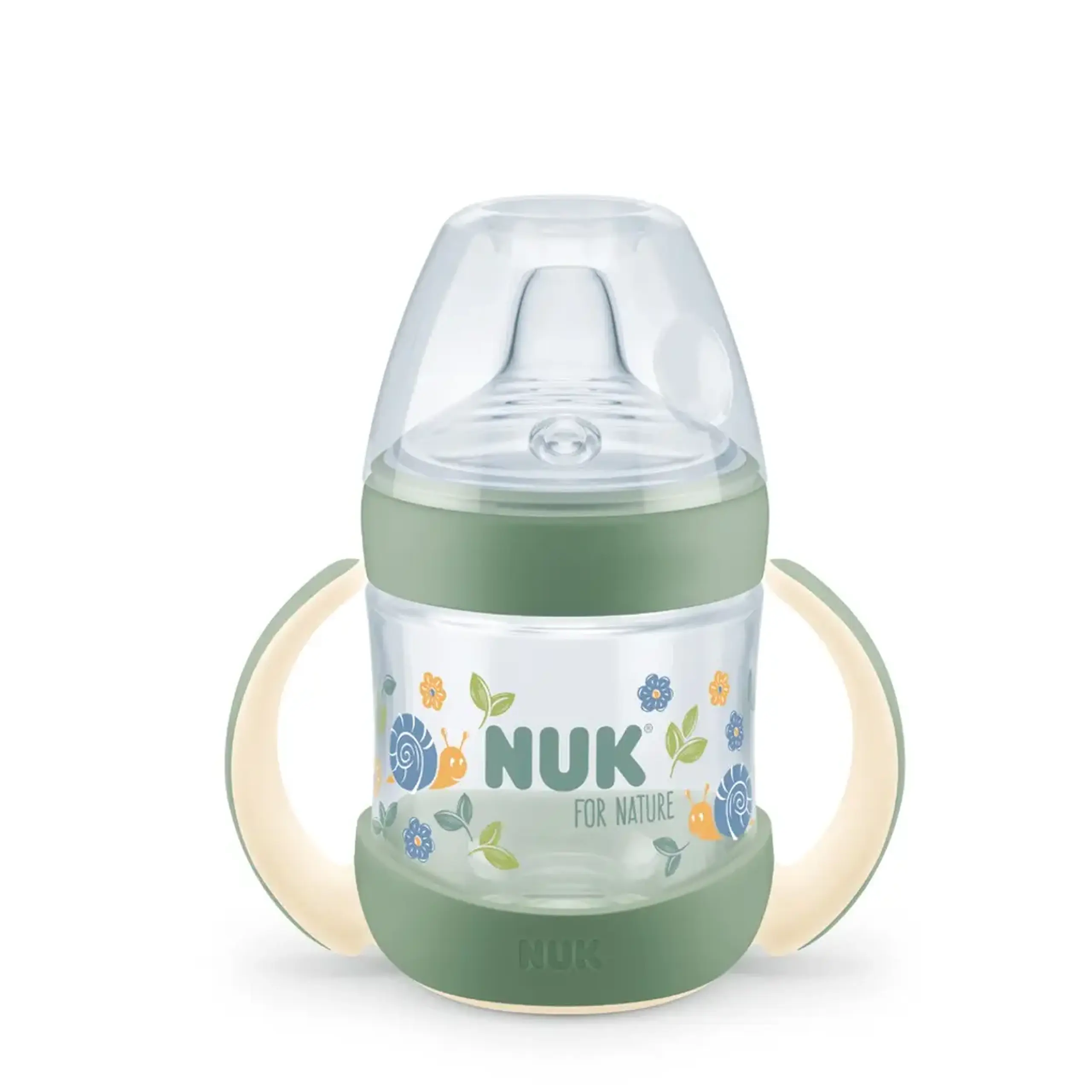 NUK Sticluta Nature plastic cu minere si adaptor 150ml 6+ luni