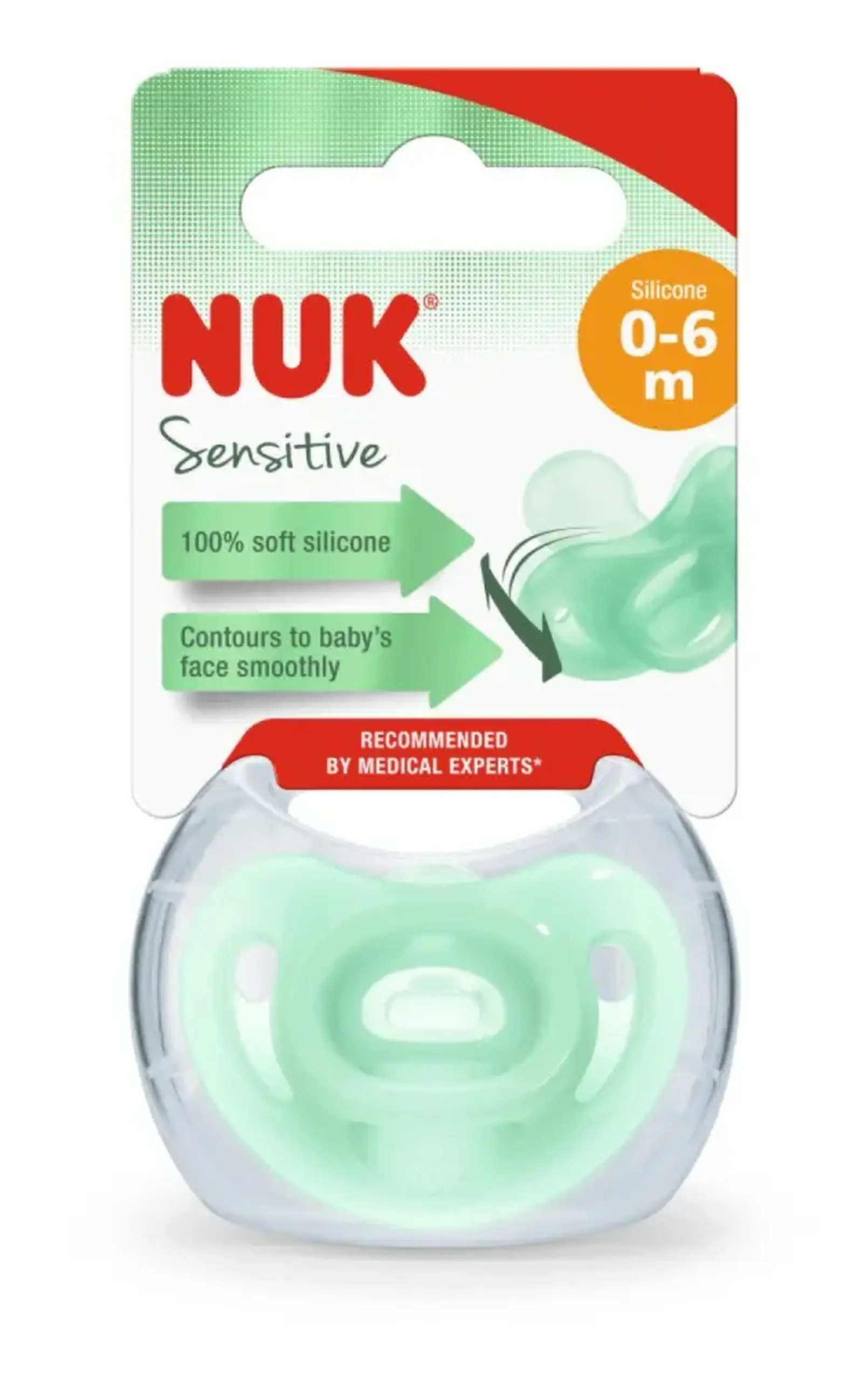 NUK Suzeta silicon 100% sensitive 0-6luni in cutie