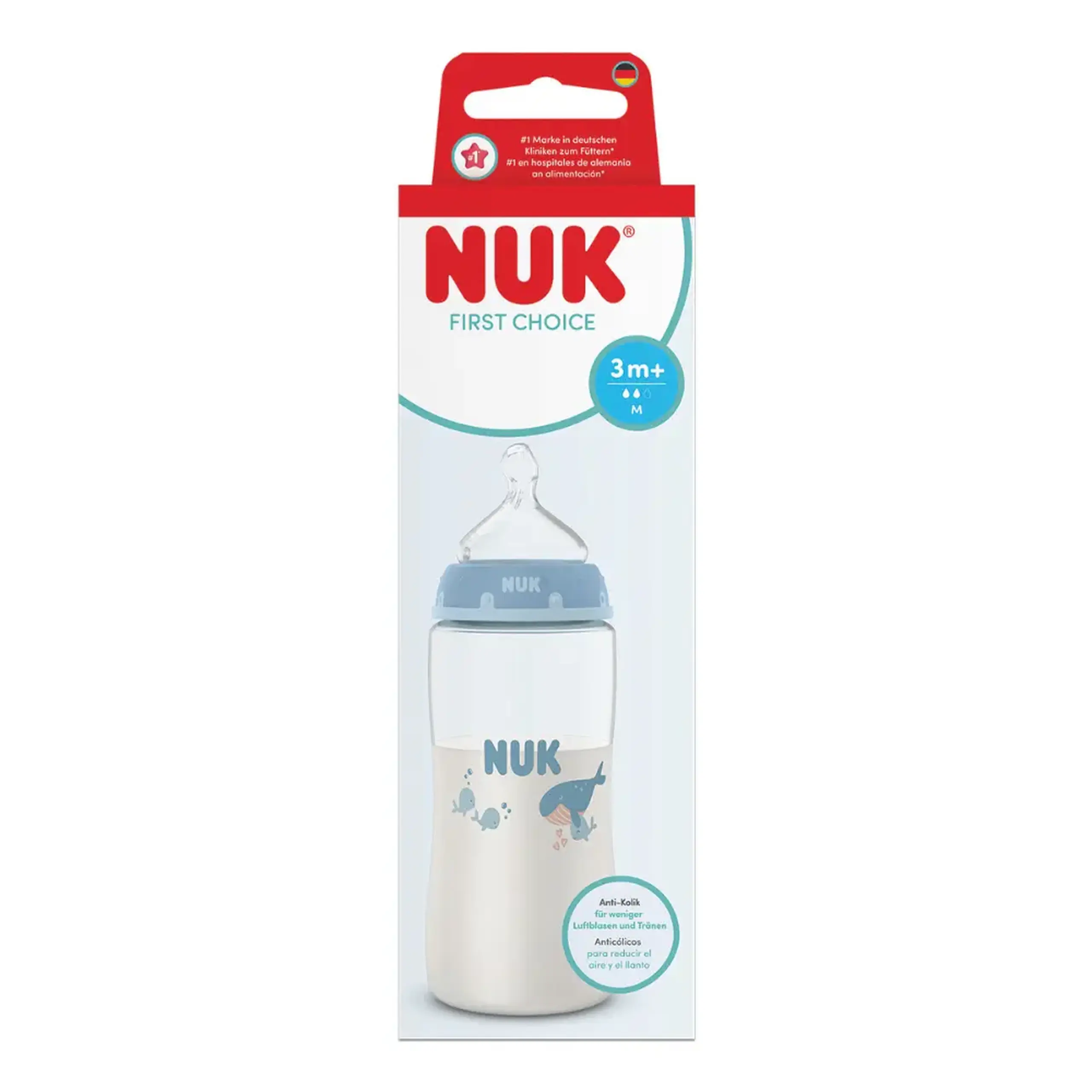 NUK Sticluta First Choice plastic 300ml + tetina silicon (M) (3luni+)