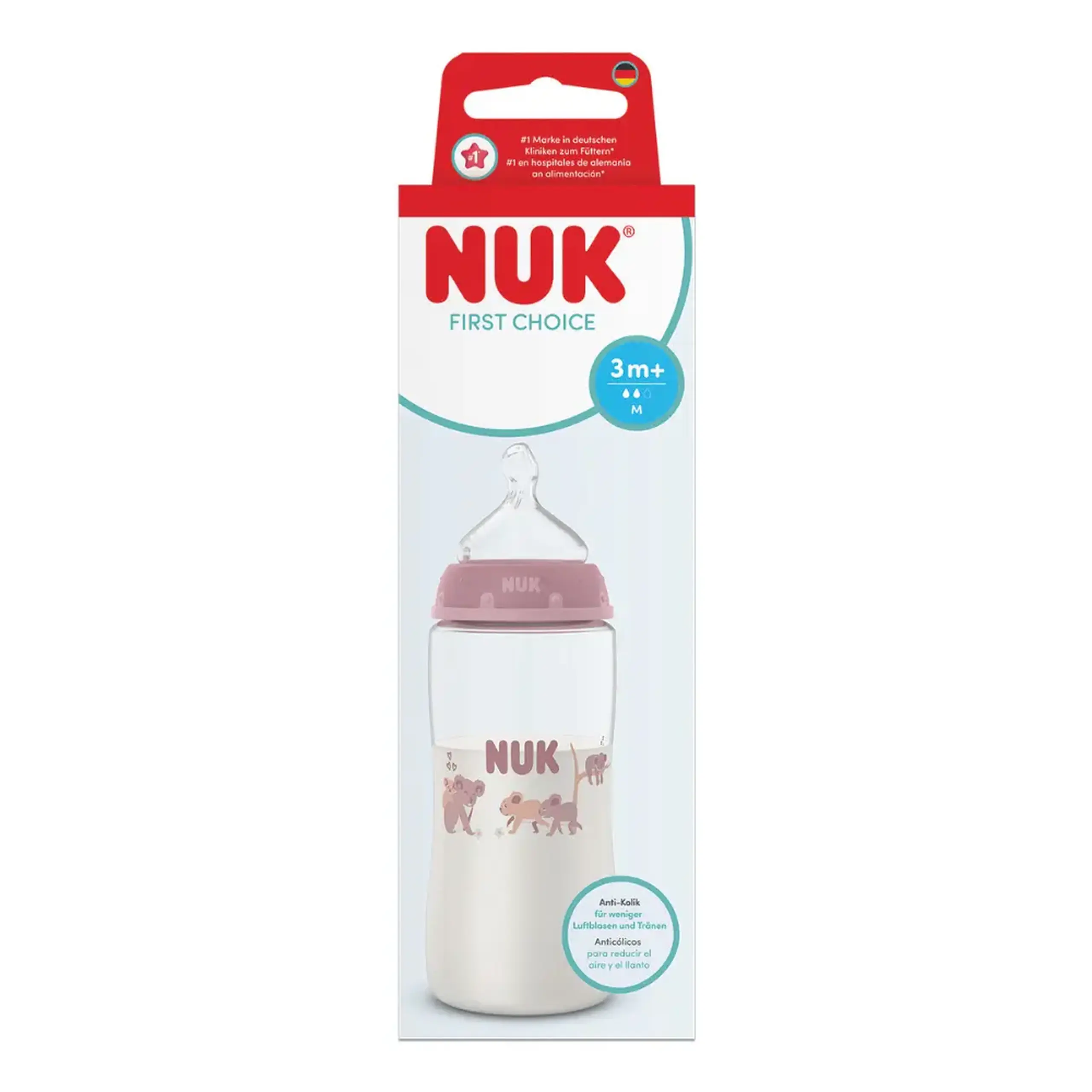 NUK Sticluta First Choice plastic 300ml + tetina silicon (M) (3luni+)
