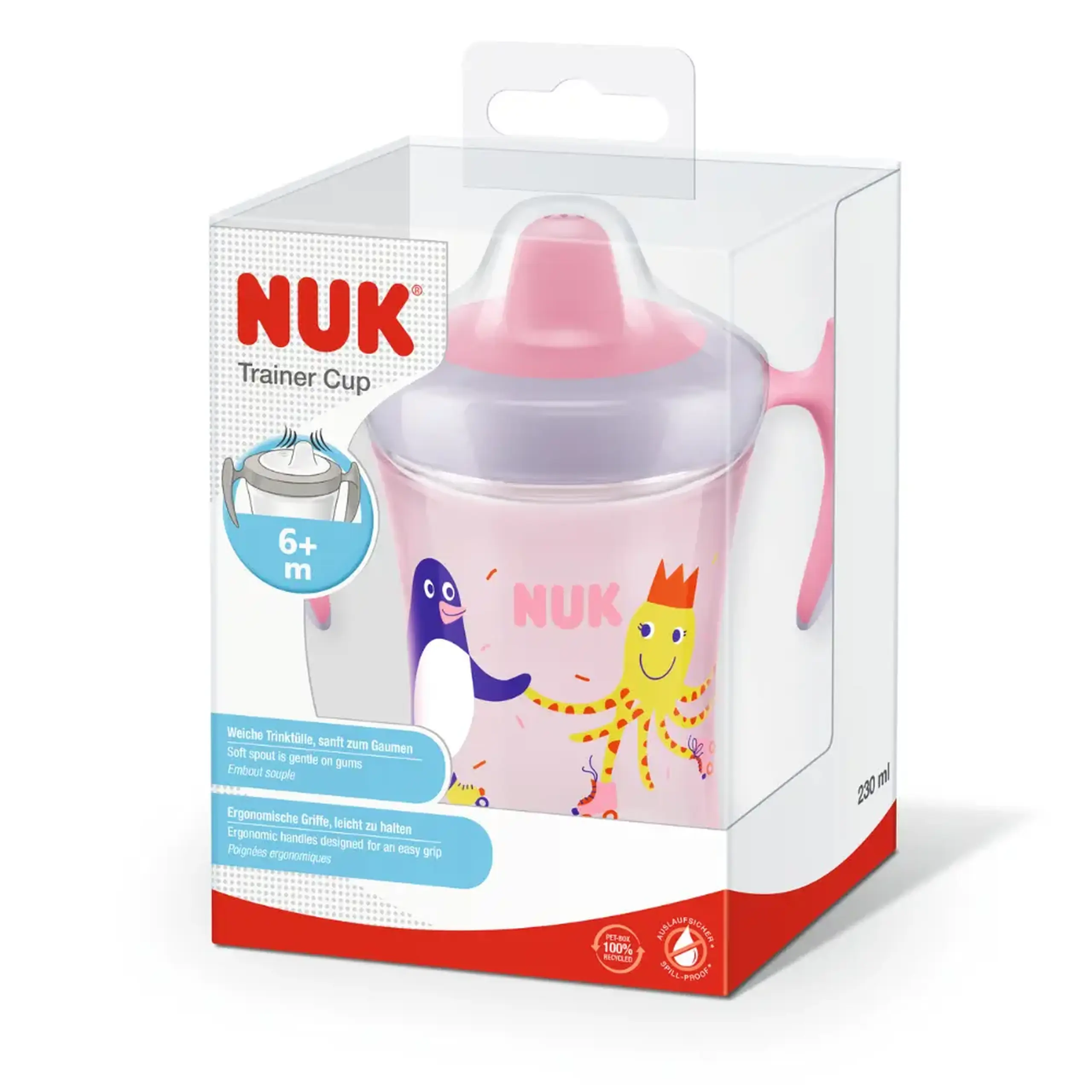 NUK Canuta Trainer cu miner, adaptator moale 6 luni+ 230ml