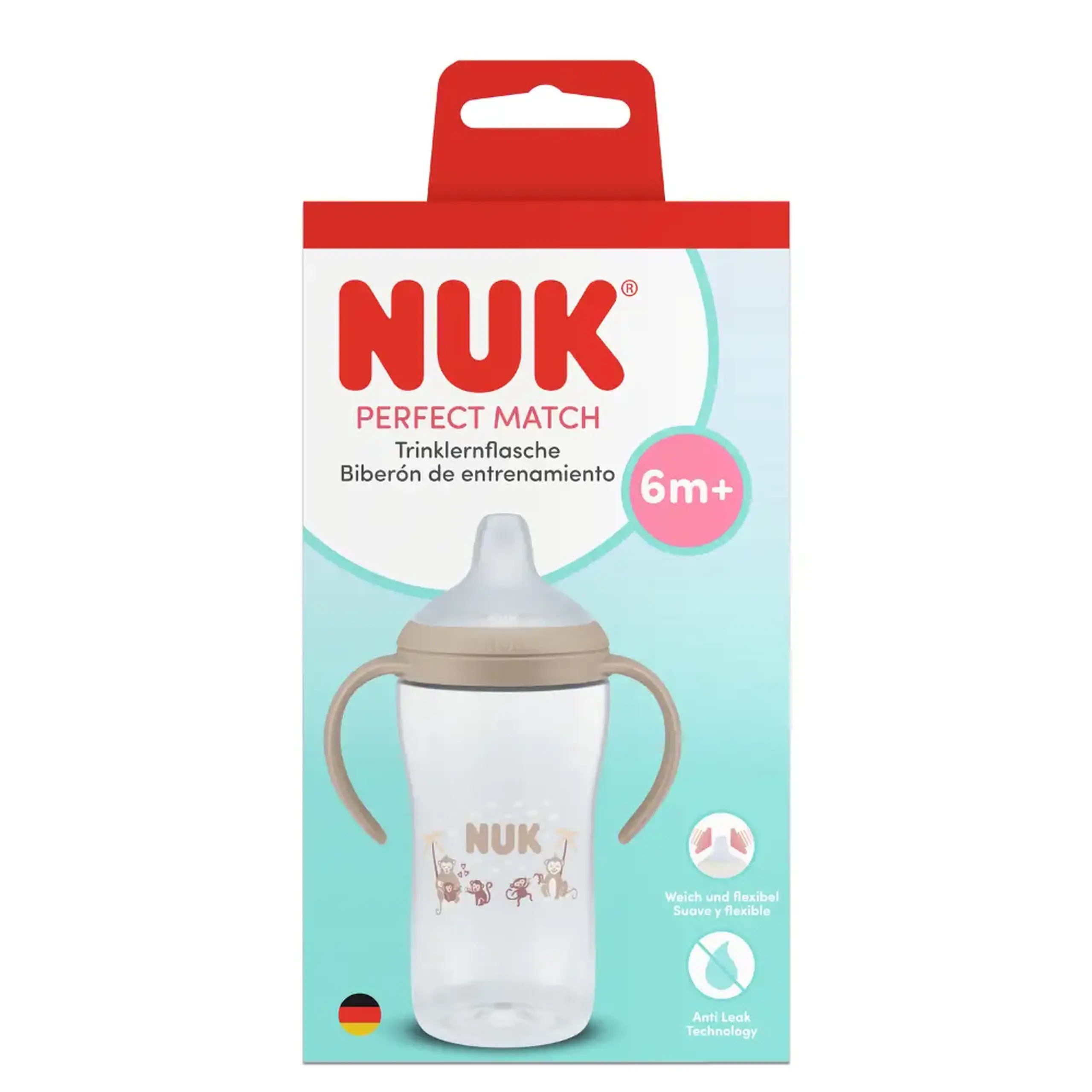 NUK Sticluta PM cu minere si adaptor de baut 260ml (6+ luni)