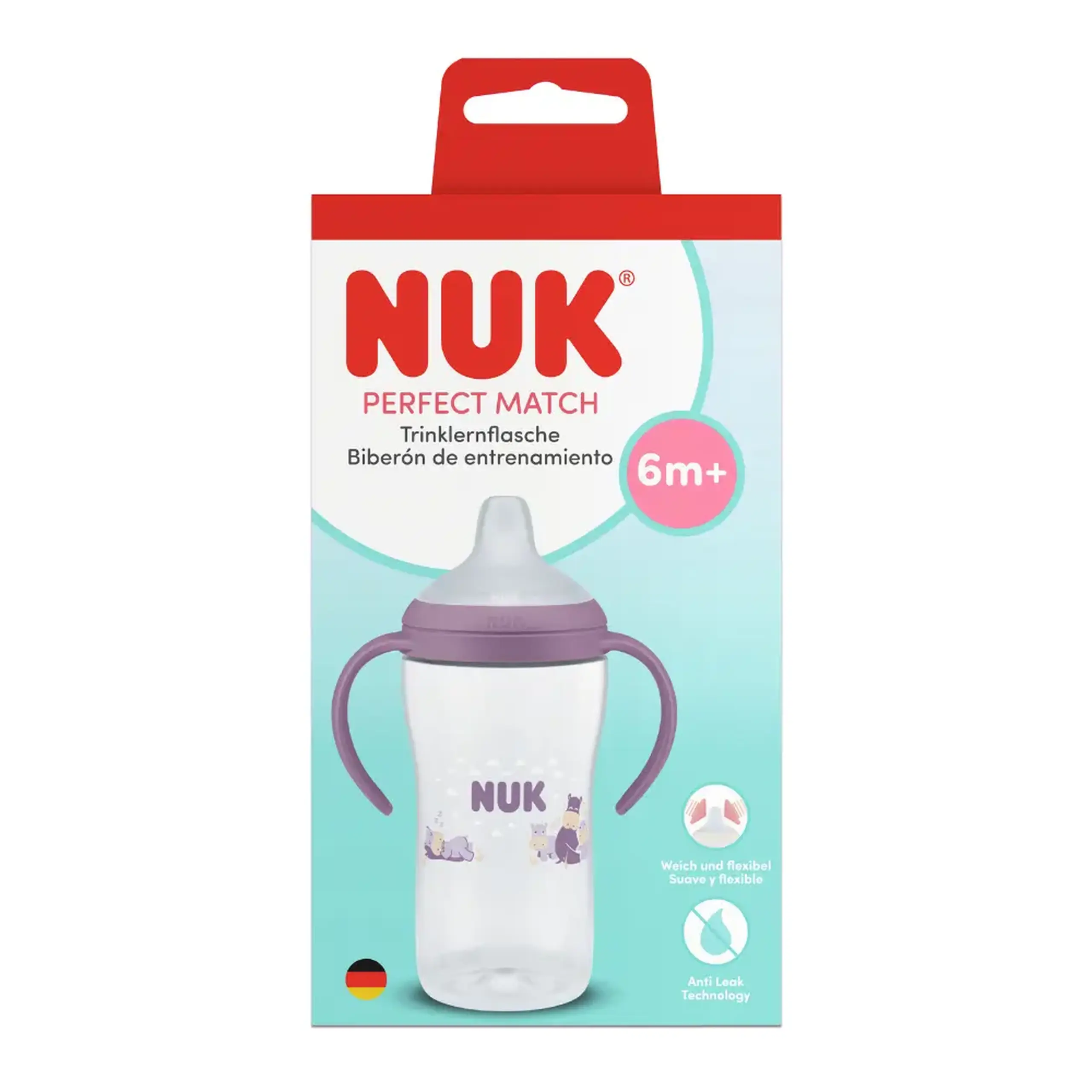 NUK Sticluta PM cu minere si adaptor de baut 260ml (6+ luni)