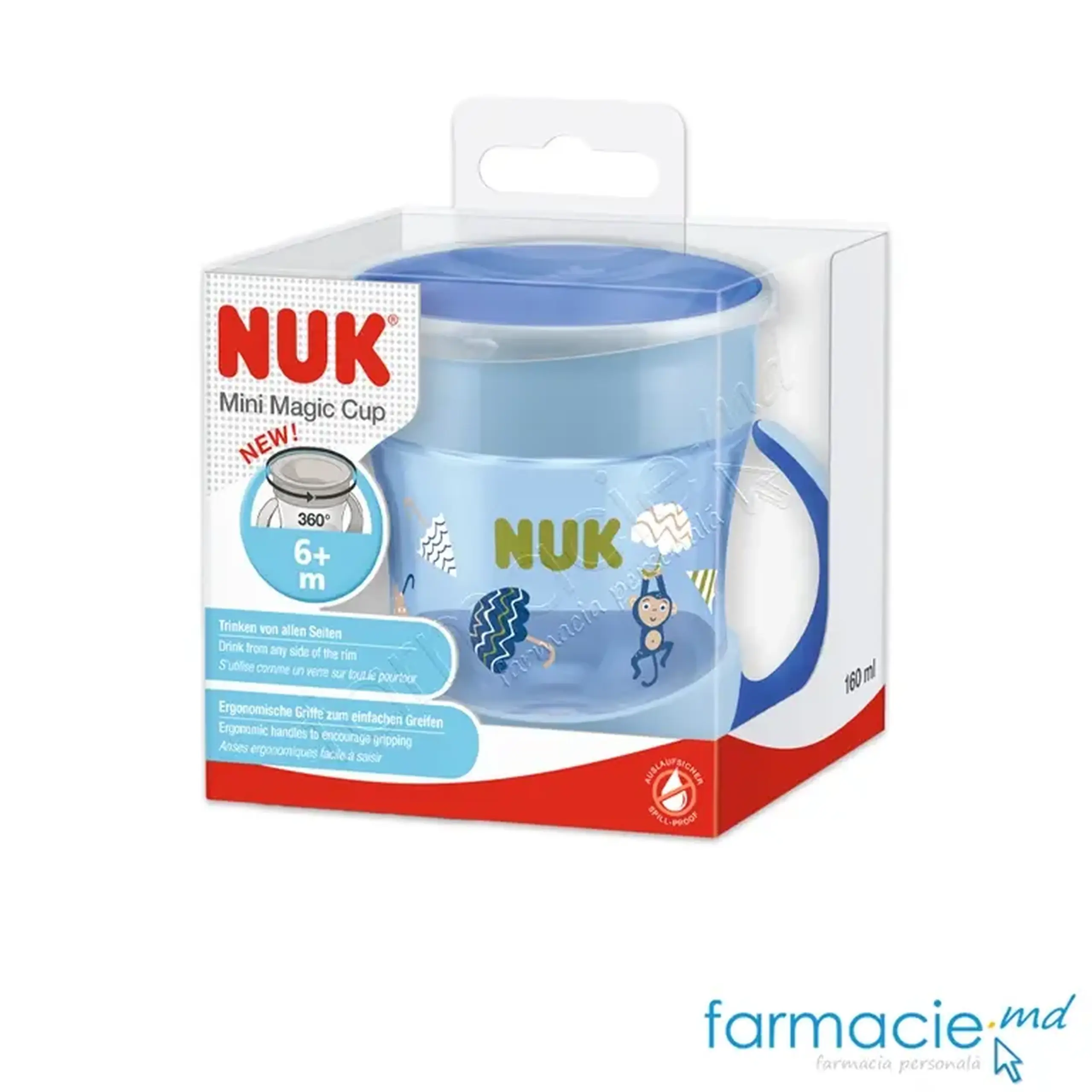 NUK Canuta mini Magic cu manere 6 luni+ 160ml