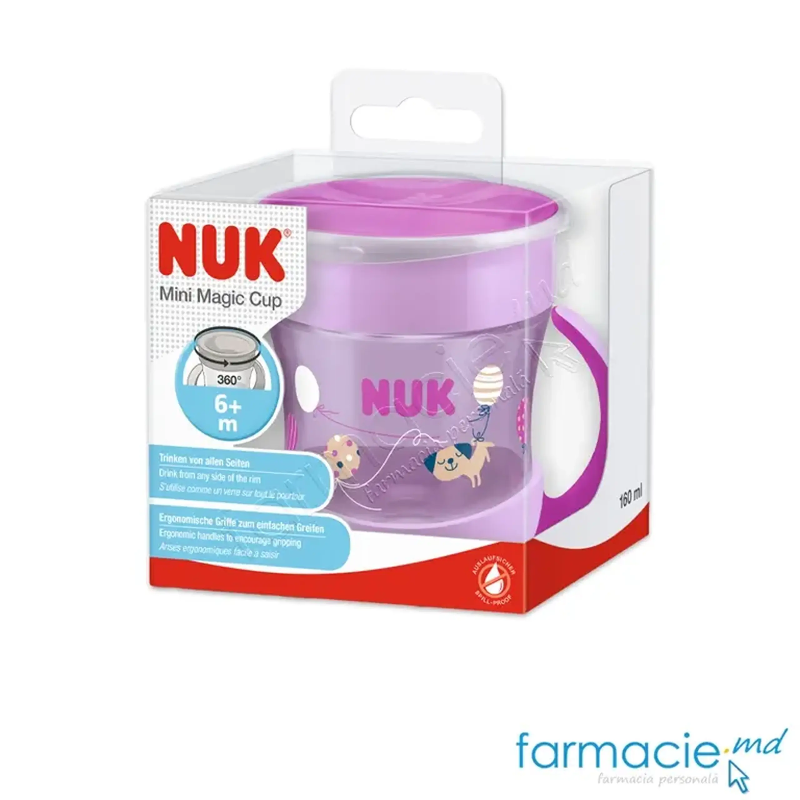 NUK Canuta mini Magic cu manere 6 luni+ 160ml