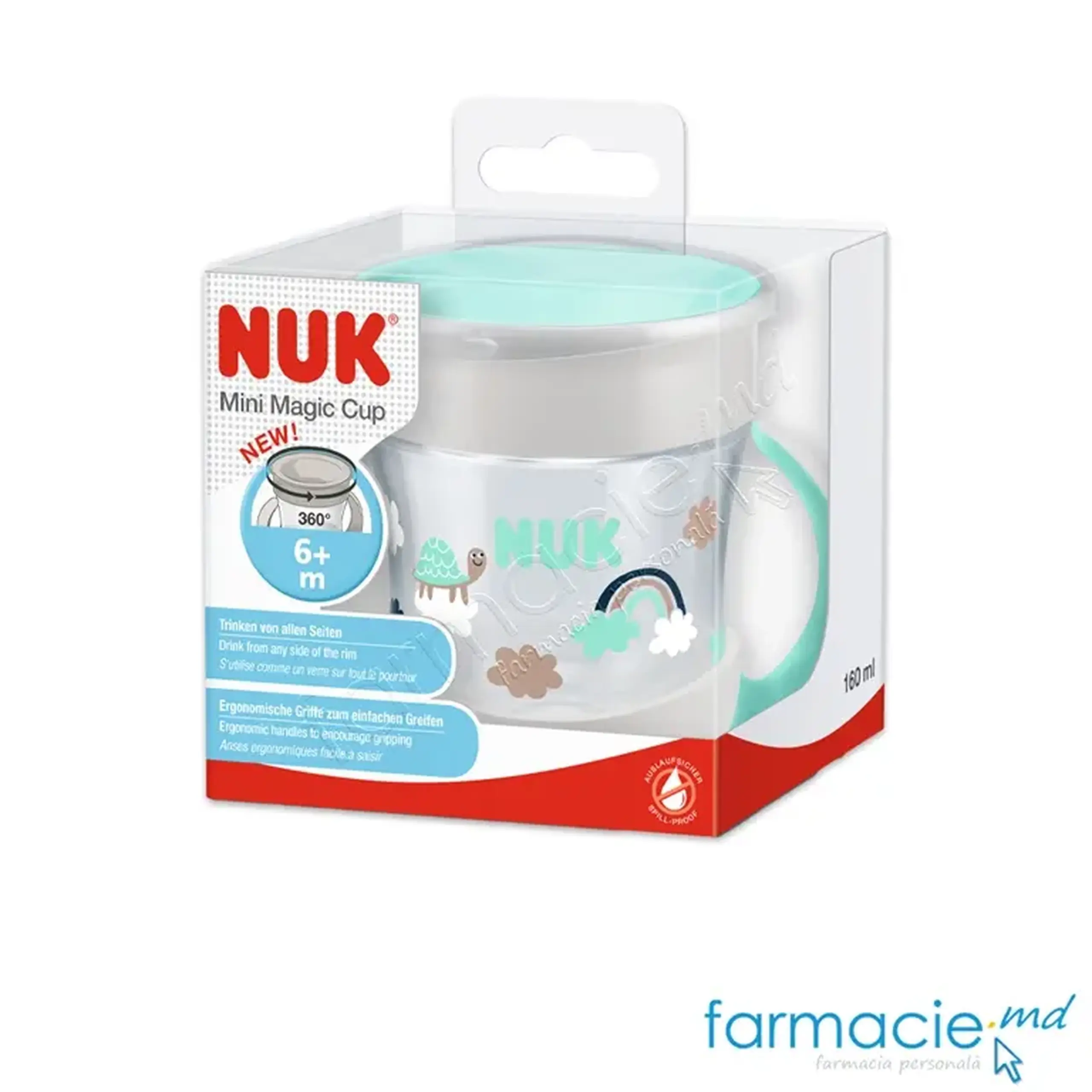 NUK Canuta mini Magic cu manere 6 luni+ 160ml