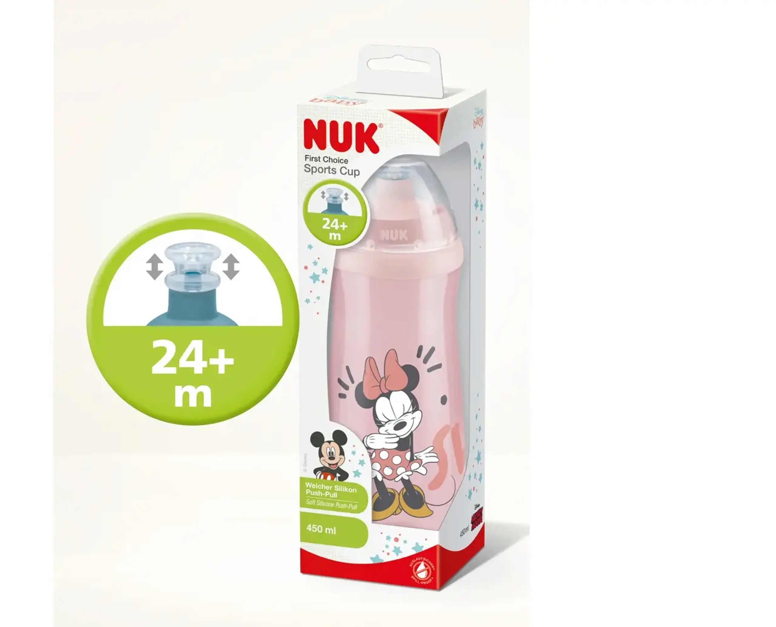 NUK Sticluta Mickey Sport Cup plastic anticurgere 450ml 36luni+