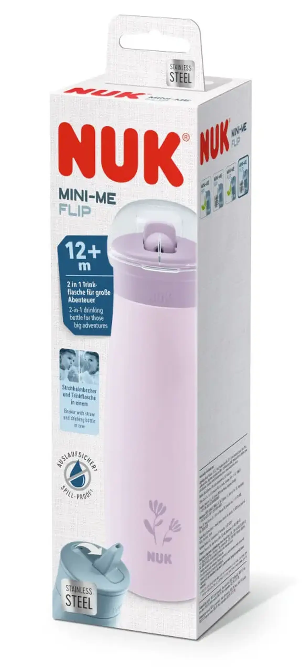 NUK Sticluta Mini-me Flip canuta inox 500ml 12 luni+