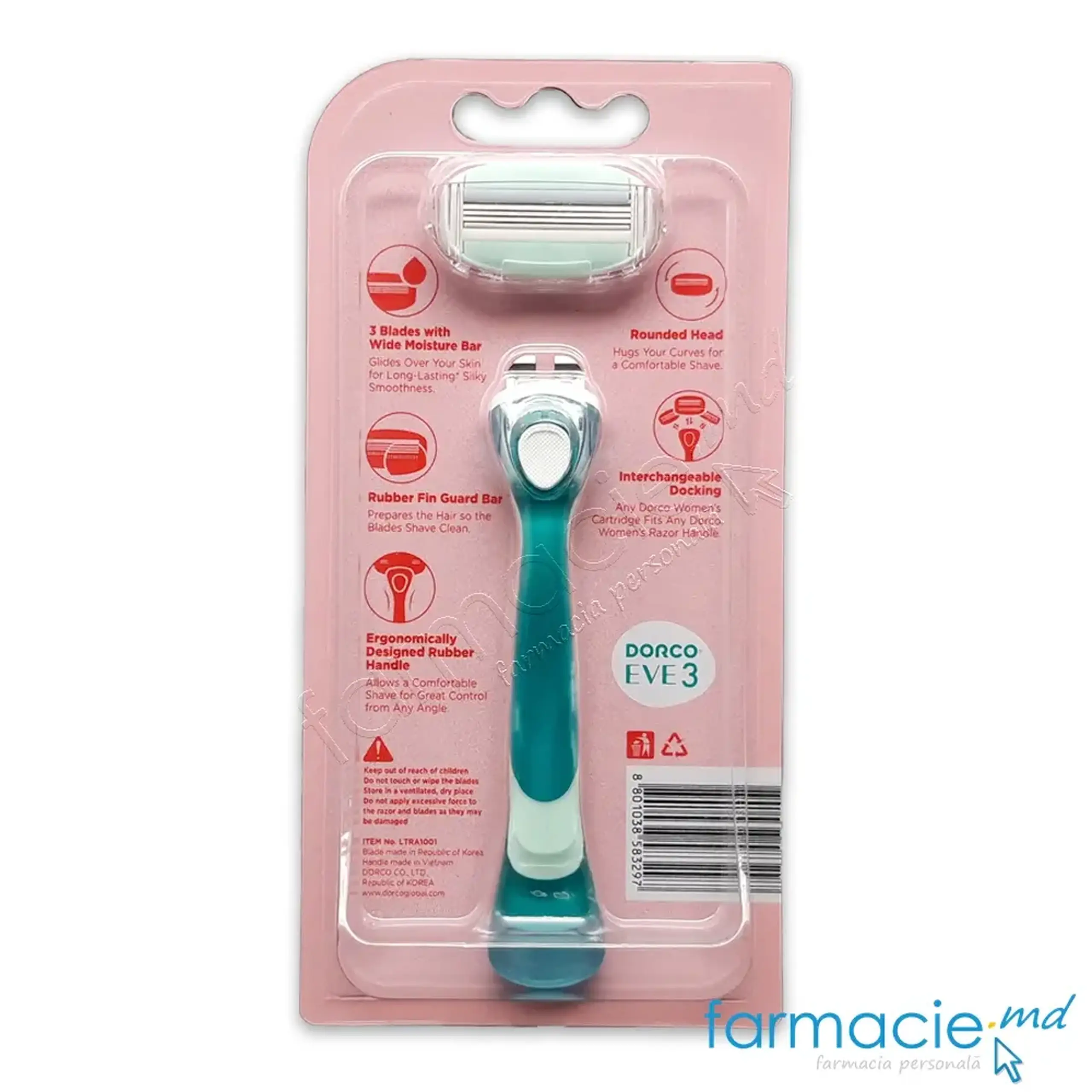 Dorco Eve 3 Sistema de ras 3 lame N1 femei - Tara Coreea