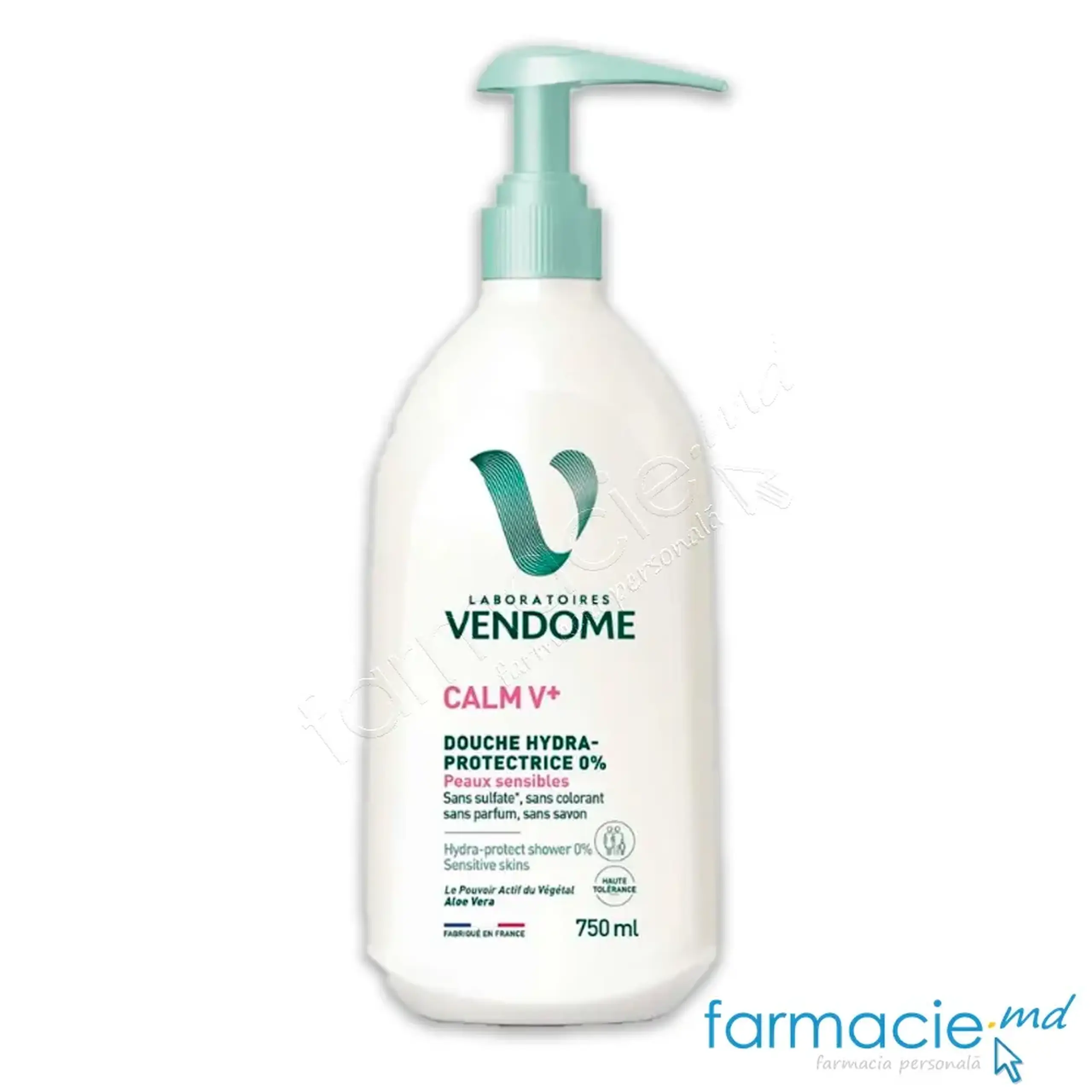 VENDOME CALM V+ Gel dus fara parfum, hidratant, piele sensibila, Aloe Vera 750ml