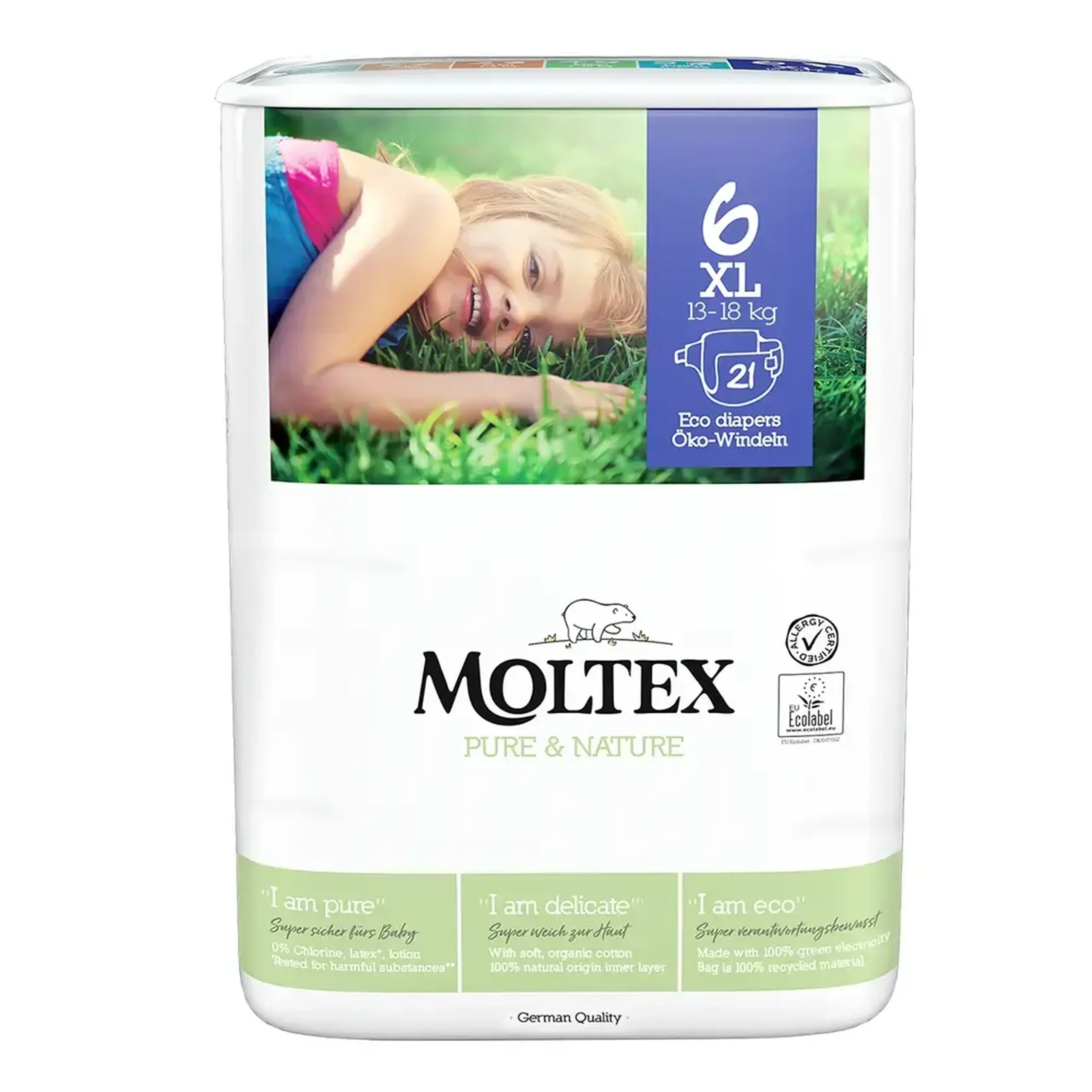 Scutece Moltex Nature 6 XL eco hipoalergice 13-18 kg N21