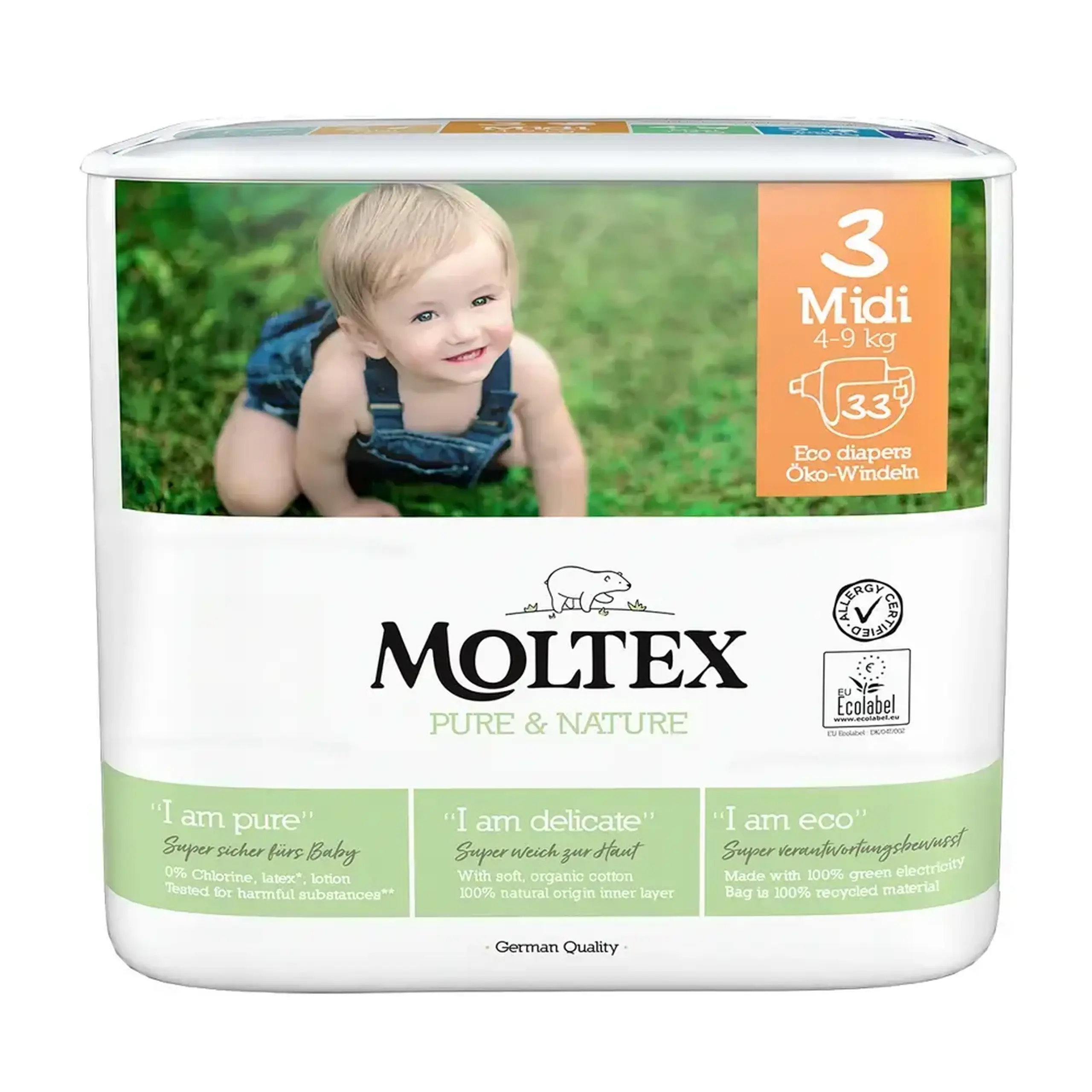 Scutece Moltex Nature 3 Midi eco hipoalergice 4-9 kg N33