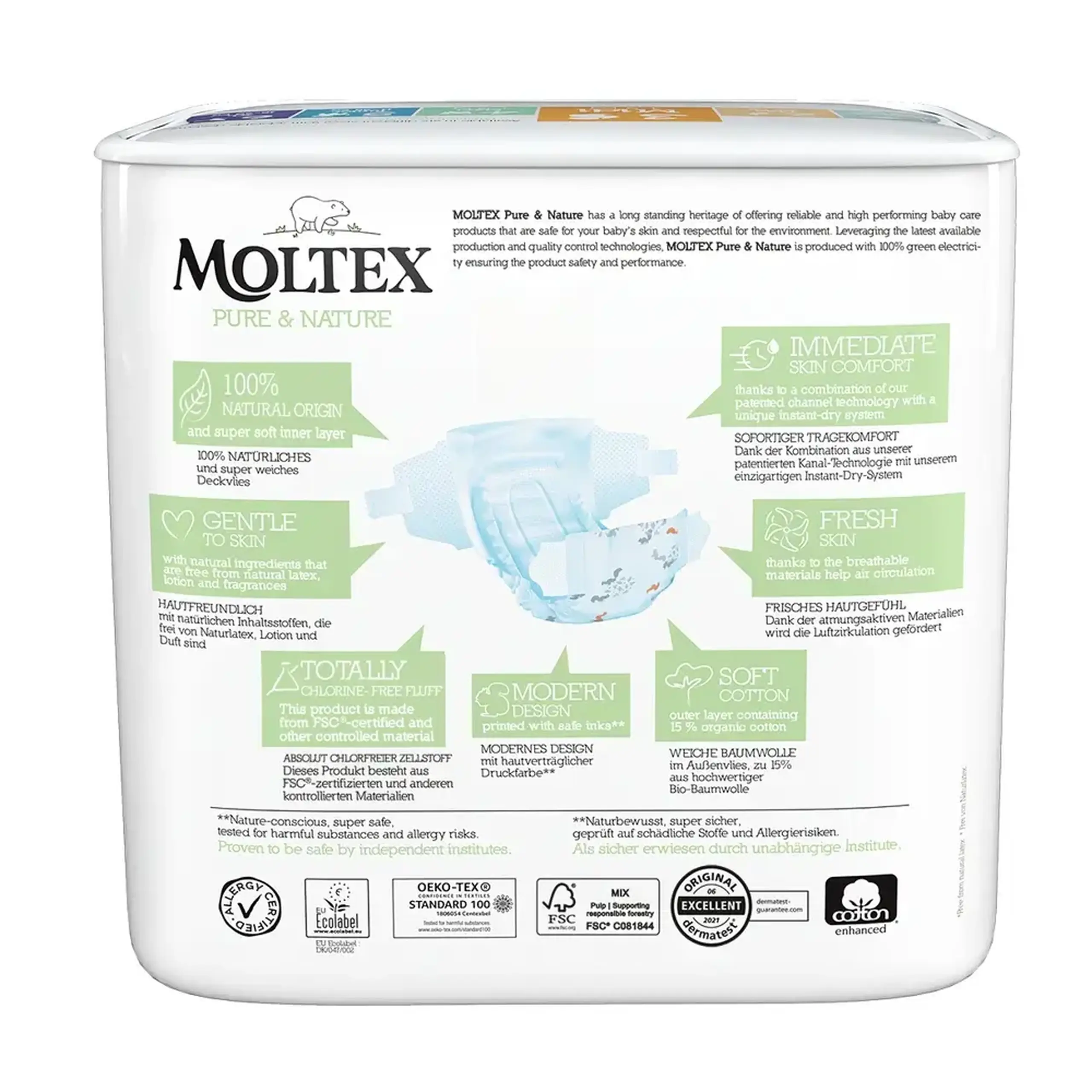Scutece Moltex Nature 3 Midi eco hipoalergice 4-9 kg N33