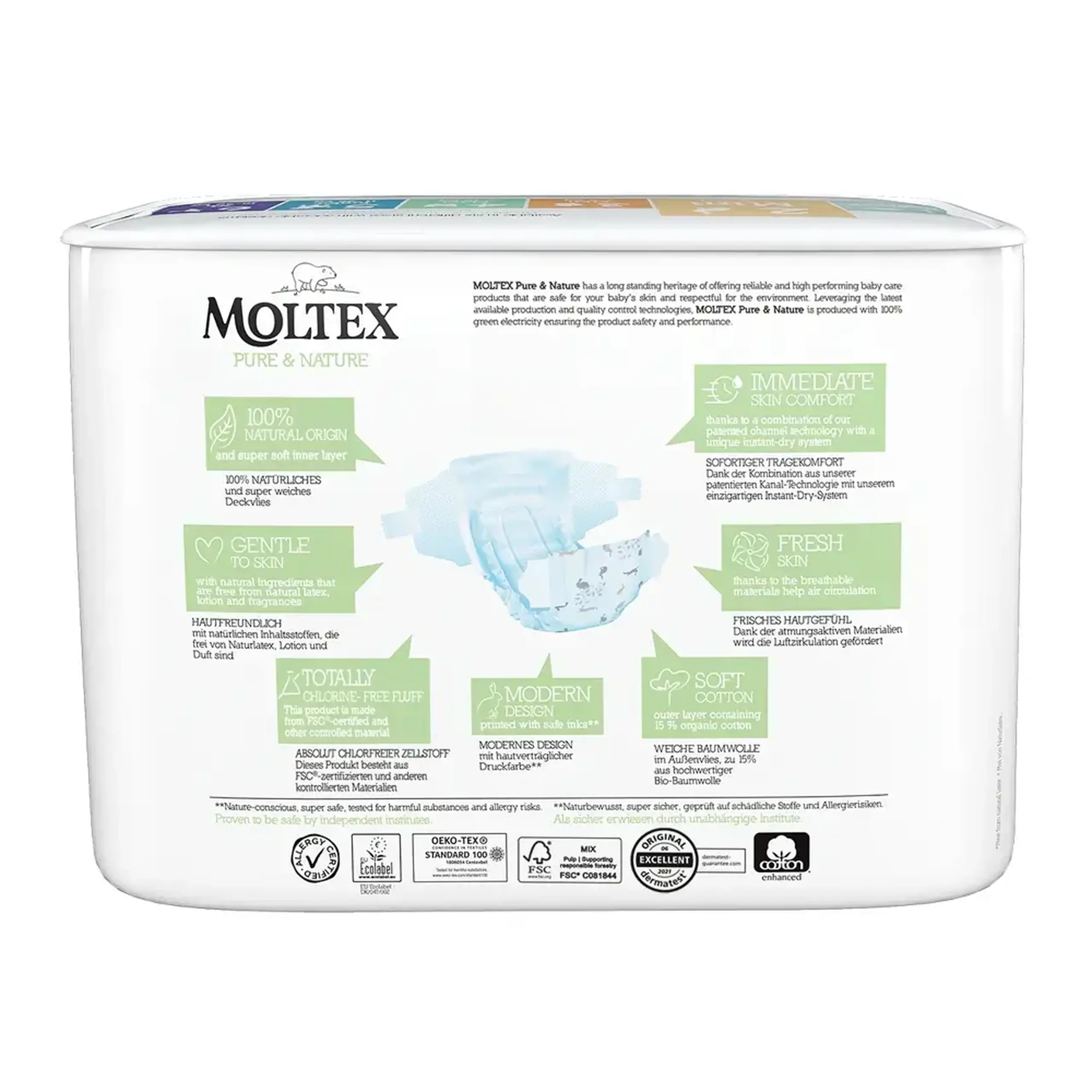 Scutece Moltex Nature 2 Mini eco hipoalergice 3-6 kg N38