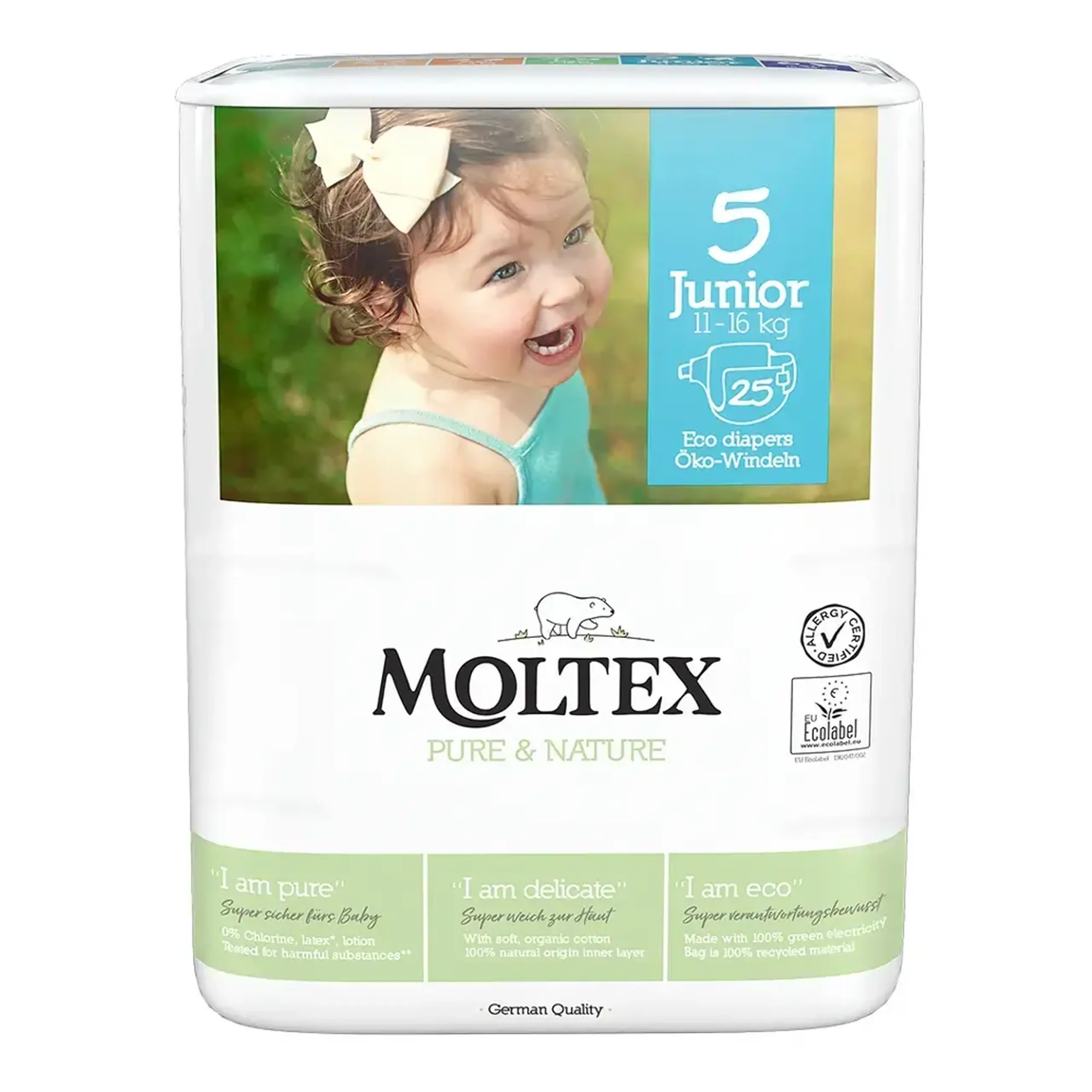 Scutece Moltex Nature 5 Junior eco hipoalergice 11-16 kg N25