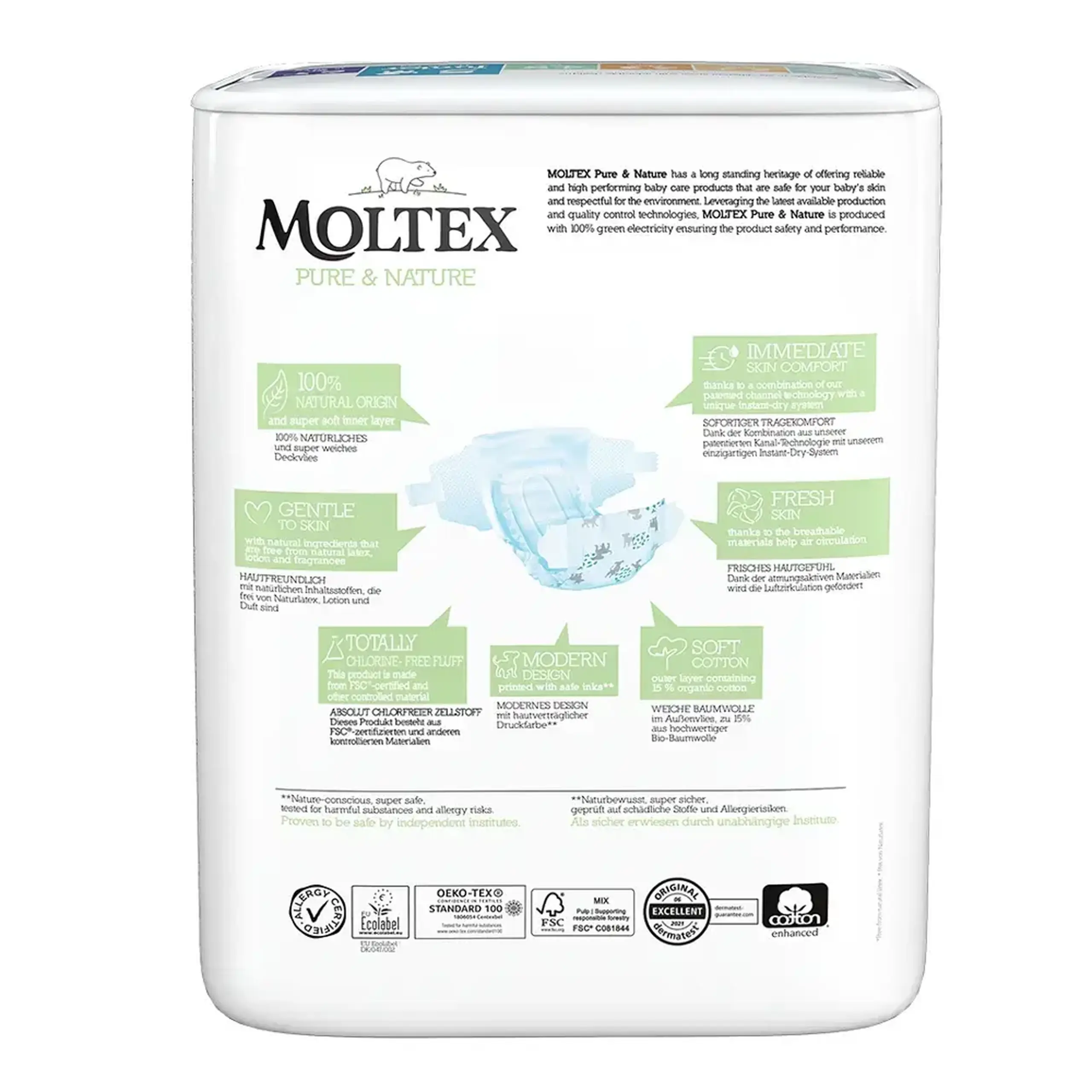 Scutece Moltex Nature 5 Junior eco hipoalergice 11-16 kg N25