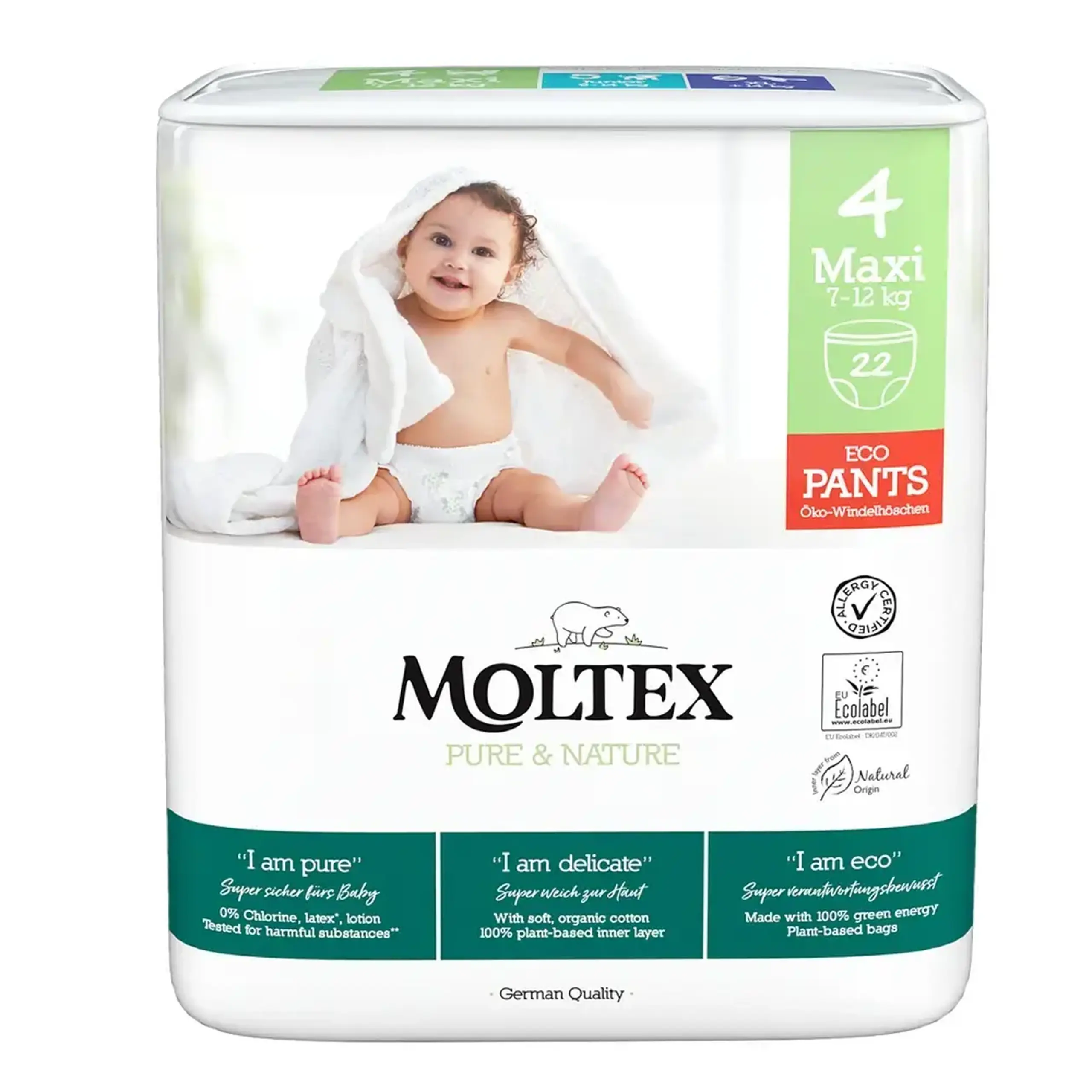 Scutece-chilotei Moltex Nature 4 Maxi eco hipoalergici 7-12 kg N22