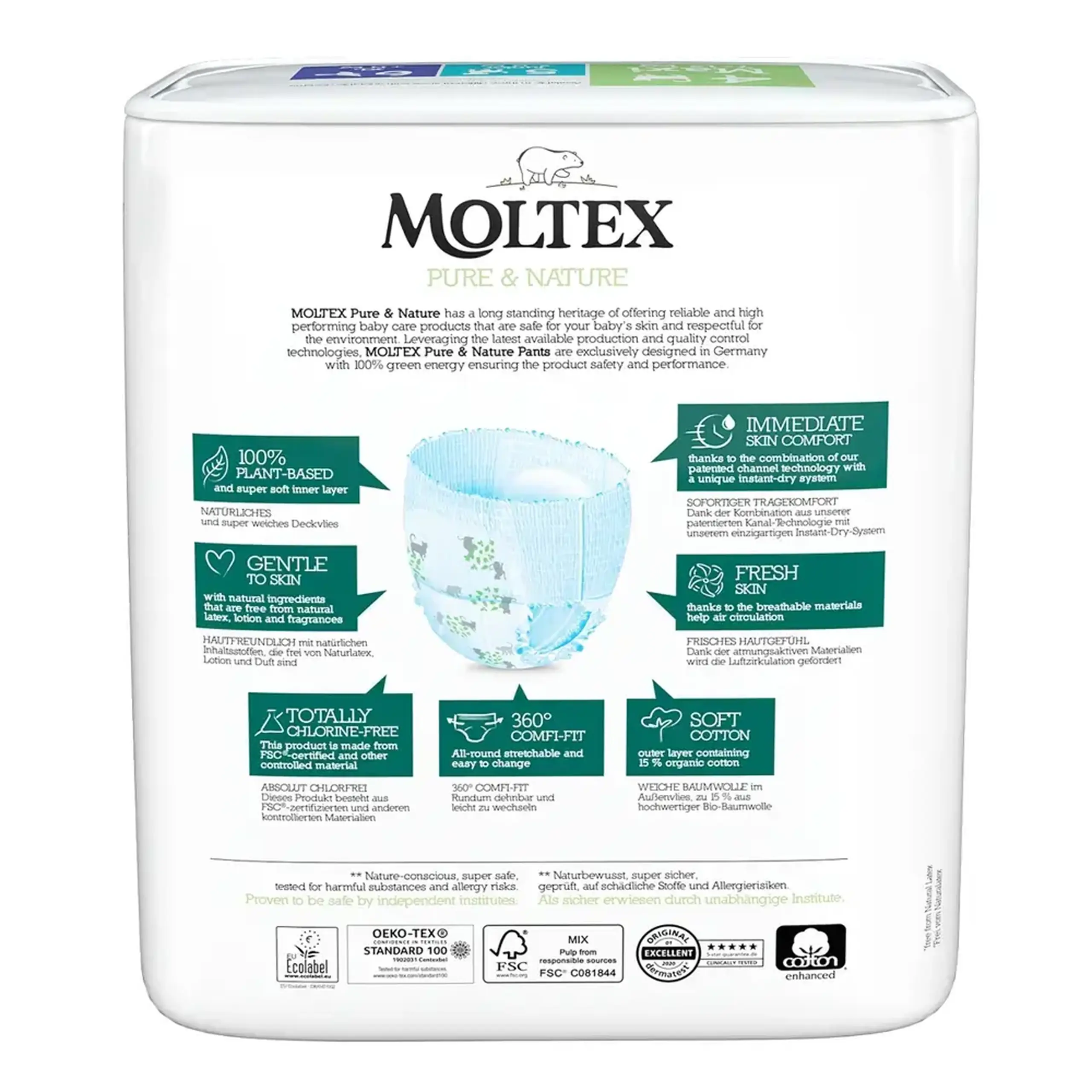 Scutece-chilotei Moltex Nature 4 Maxi eco hipoalergici 7-12 kg N22