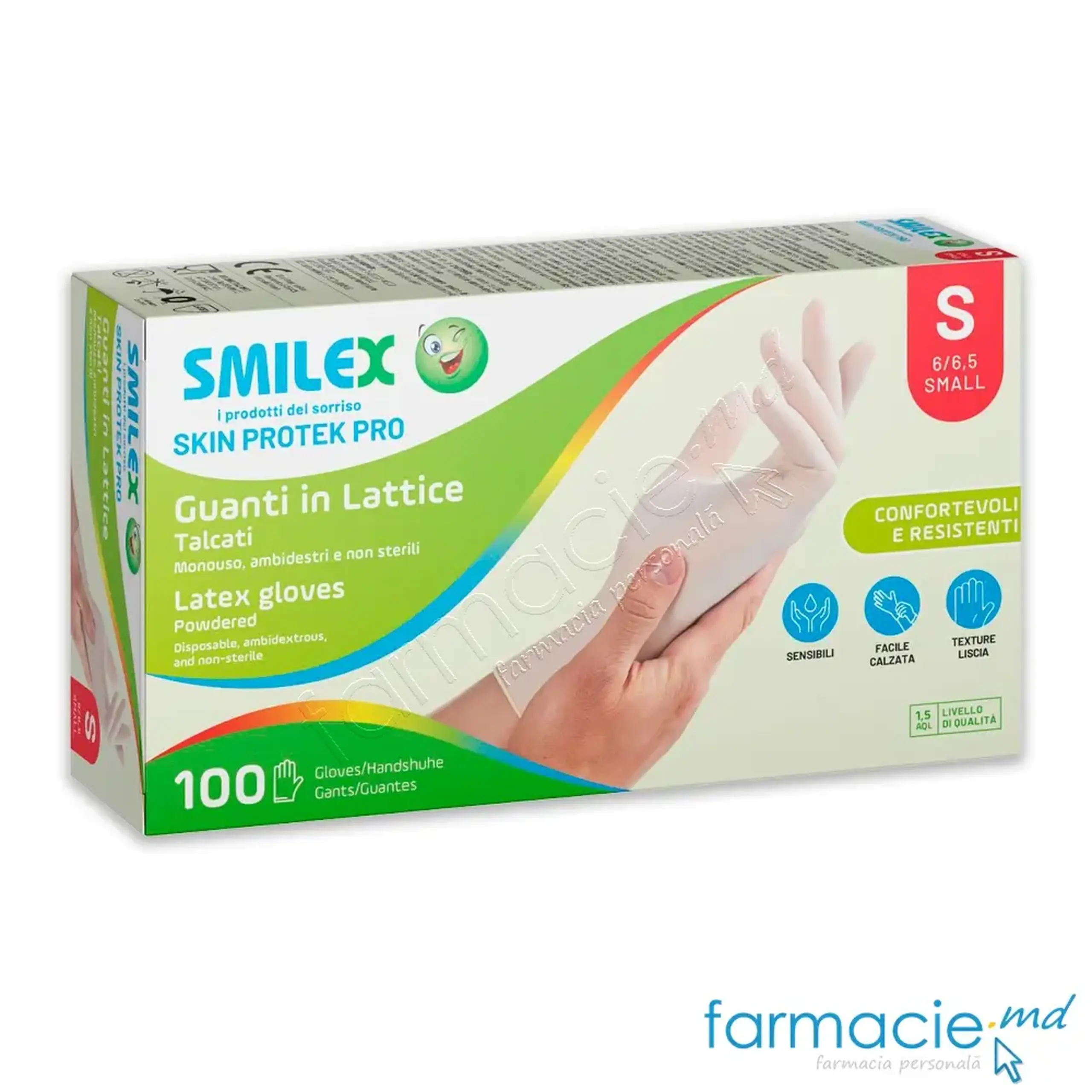 Manusi nesterile latex SMILEX cu talc Small Bericah