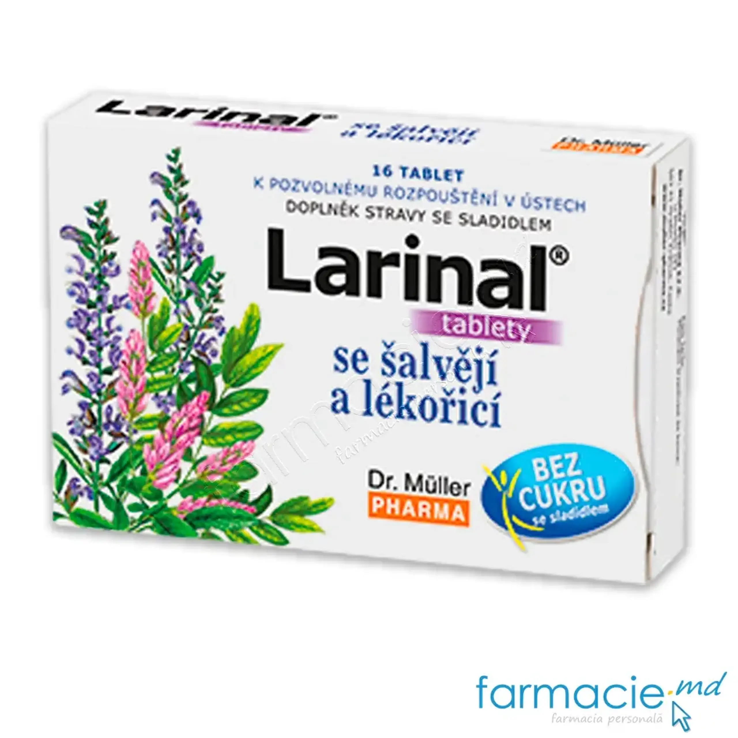 Larinal iritatie git, faringe cu salvie si lemn dulce fara zahar N16 Dr. Muller PHARMA