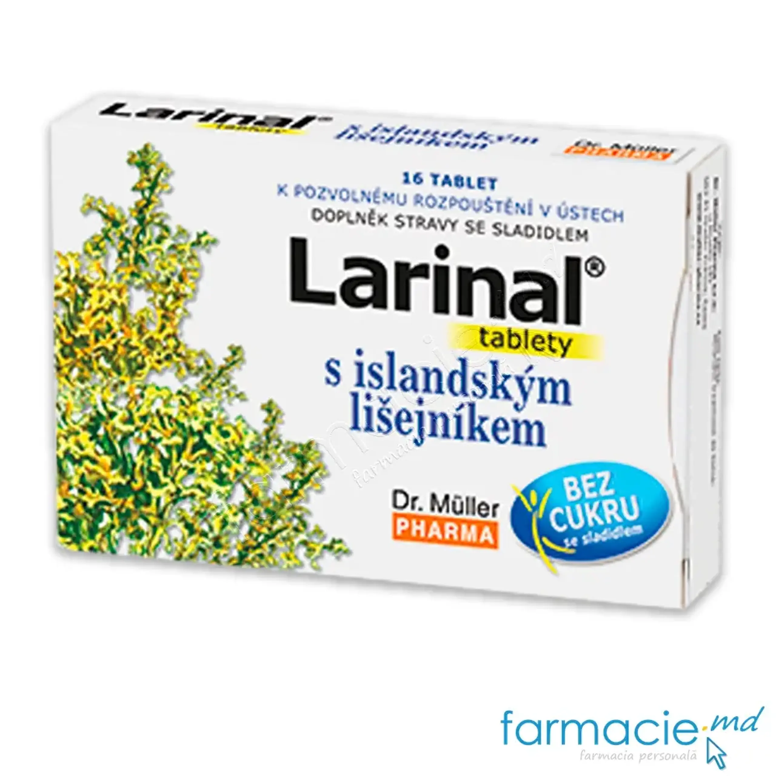Larinal calmant git, faringe, corzi vocale cu lichen fara zahar 3+ N16 Dr. Muller PHARMA
