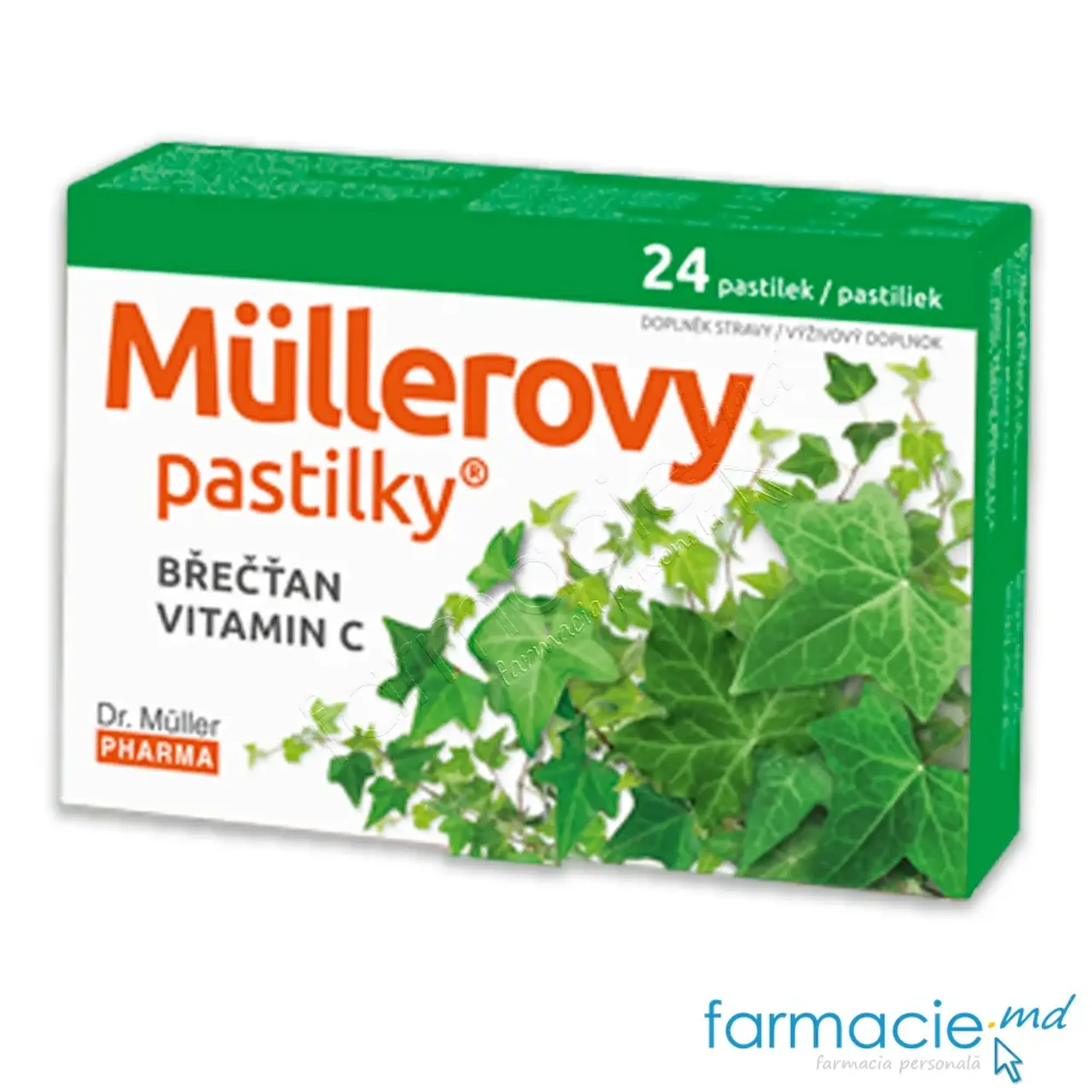 Mullerovy dureri git, expectoratie (iedera + Vit.C) pastile supt N24 Dr. Muller PHARMA