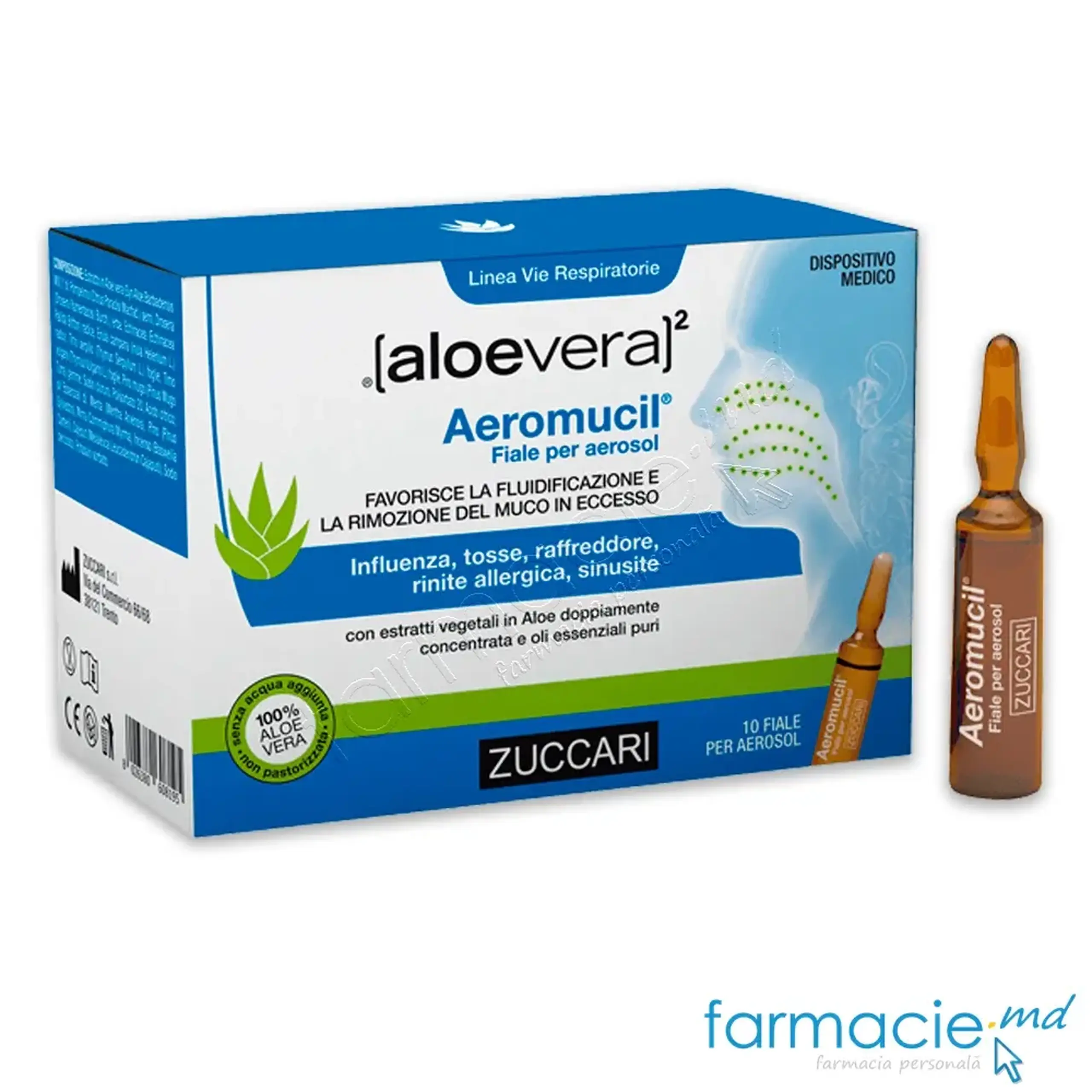 Aeromucil solutie aerosoloterapie Aloe&Uleiuri eterice 5ml N10 Zuccari