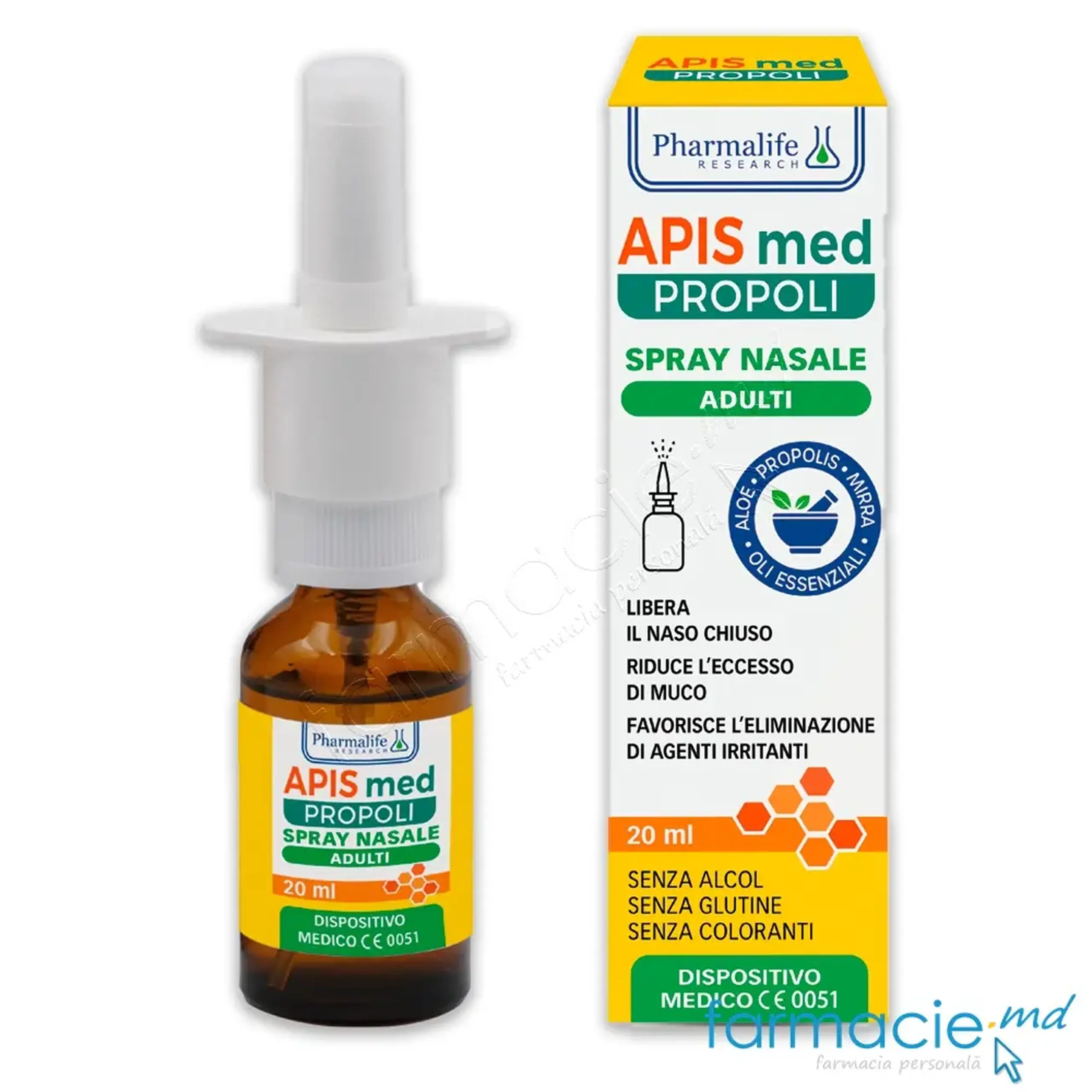 Apis Med Propolis spray nasal (aloe vera,propolis,smirna,eucalipt,pin,menta) 12+20ml Pharmalife
